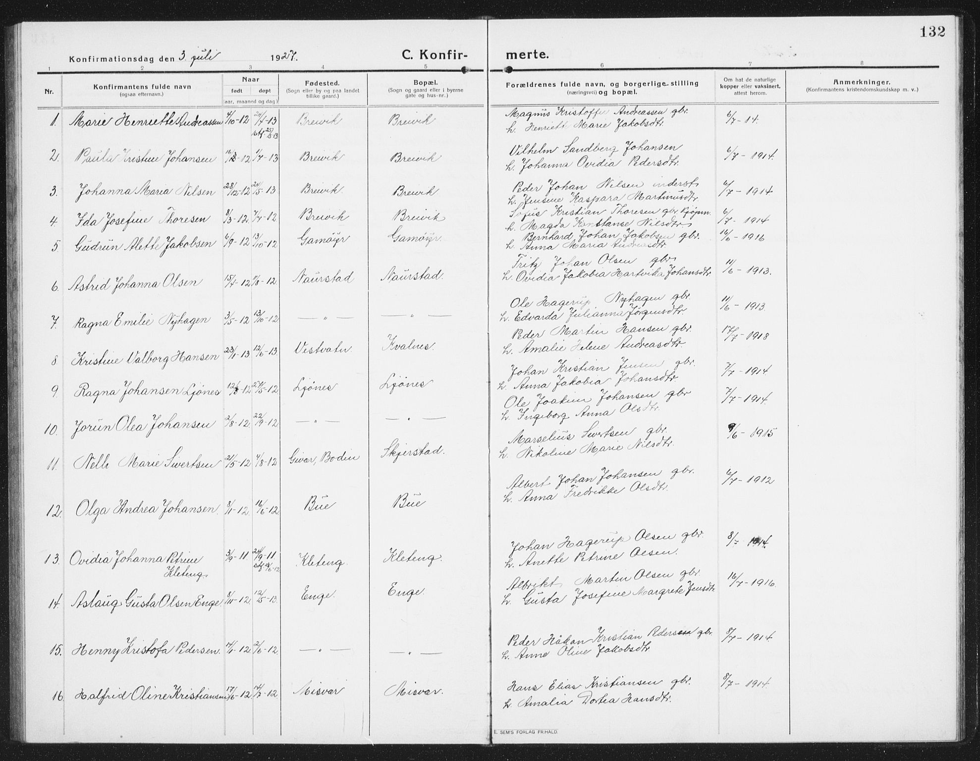 Ministerialprotokoller, klokkerbøker og fødselsregistre - Nordland, AV/SAT-A-1459/852/L0757: Parish register (copy) no. 852C08, 1916-1934, p. 132