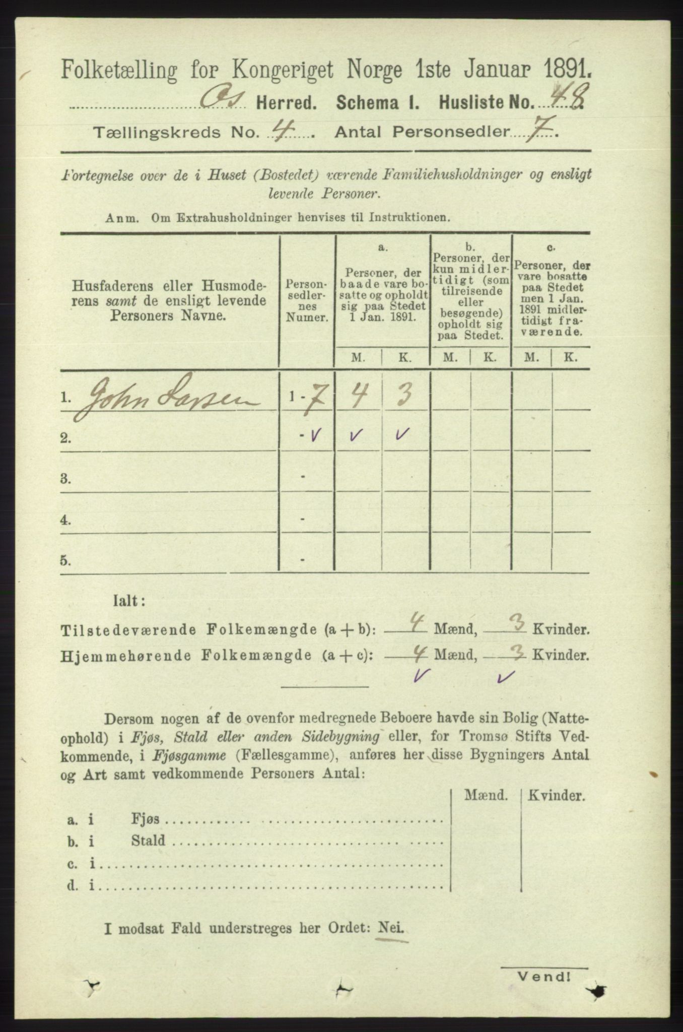 RA, 1891 census for 1243 Os, 1891, p. 1060