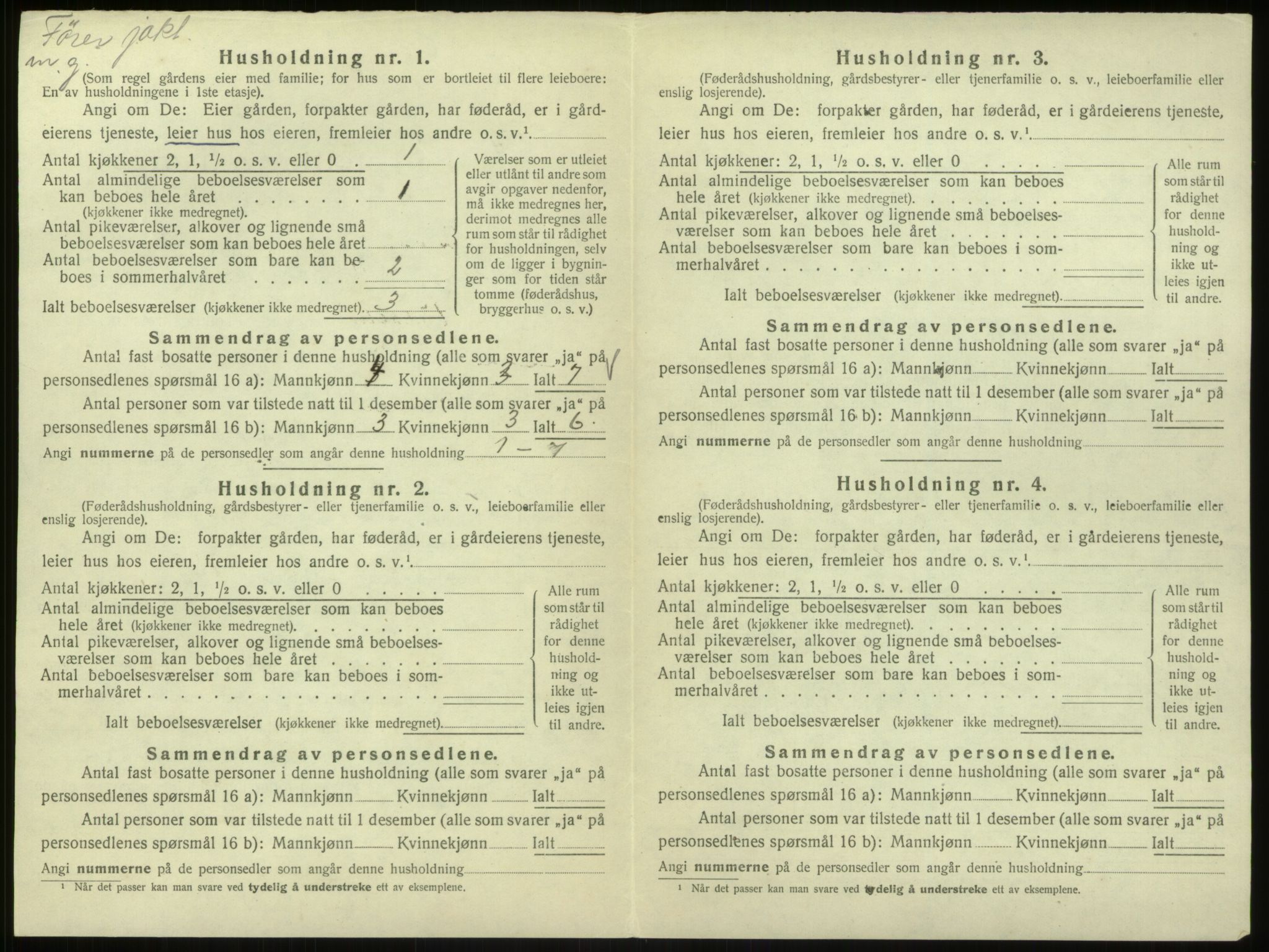 SAB, 1920 census for Hosanger, 1920, p. 457