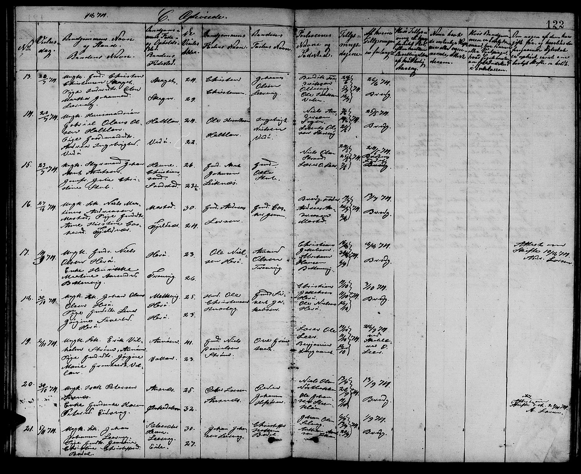 Ministerialprotokoller, klokkerbøker og fødselsregistre - Sør-Trøndelag, SAT/A-1456/637/L0561: Parish register (copy) no. 637C02, 1873-1882, p. 122