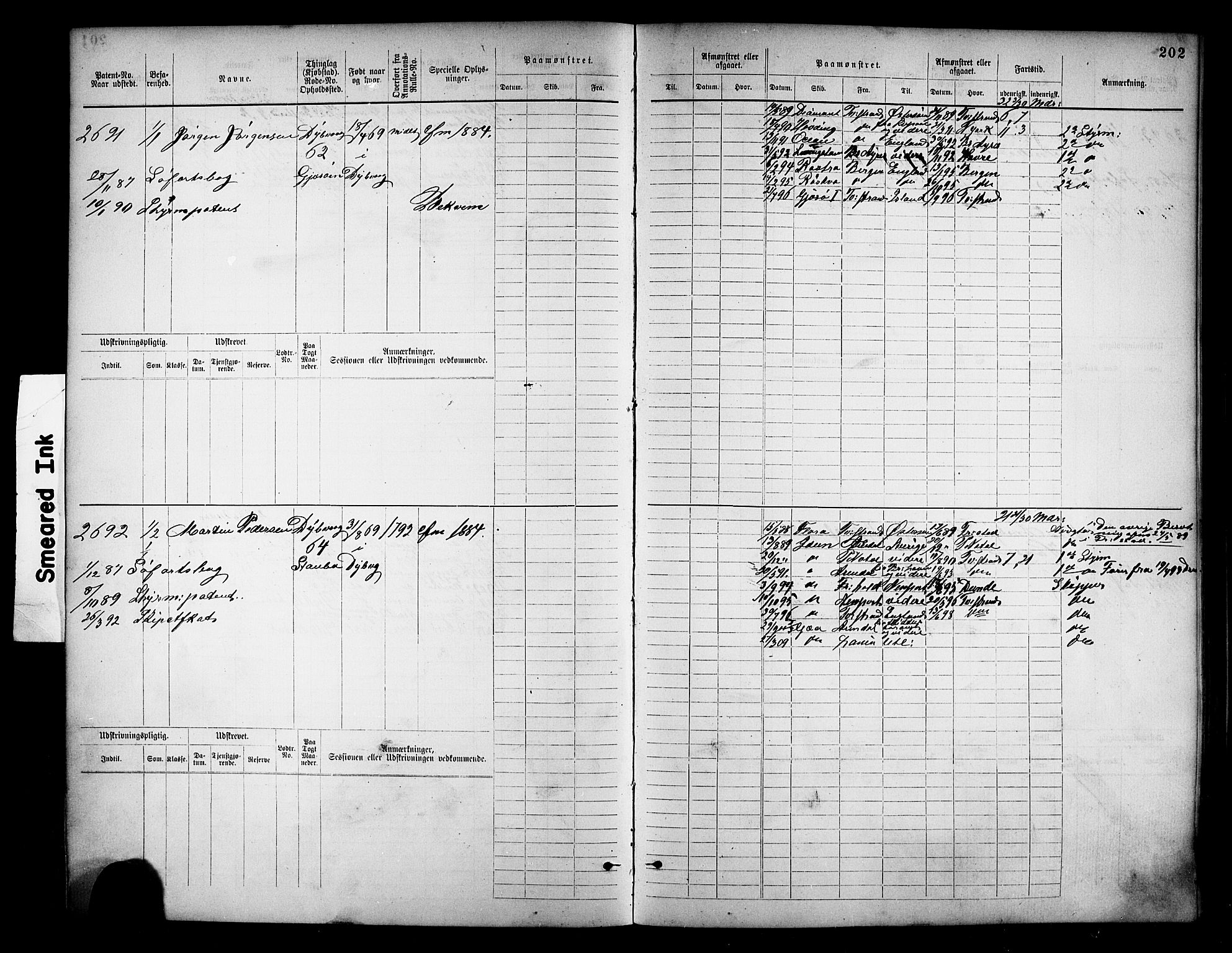 Tvedestrand mønstringskrets, AV/SAK-2031-0011/F/Fb/L0018: Hovedrulle nr 2289-3056, U-34, 1882-1892, p. 211