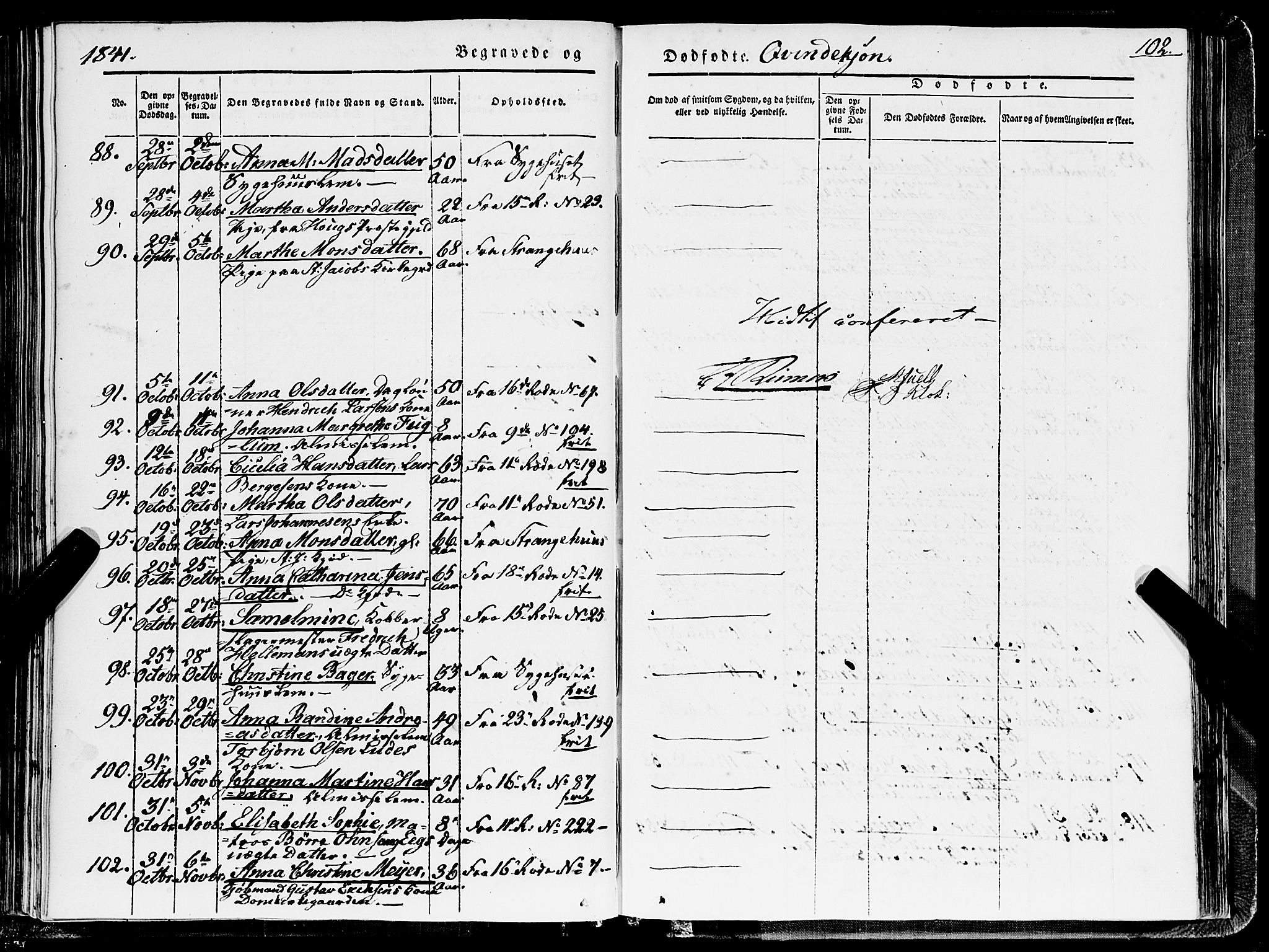 Domkirken sokneprestembete, AV/SAB-A-74801/H/Haa/L0040: Parish register (official) no. E 1, 1841-1853, p. 102