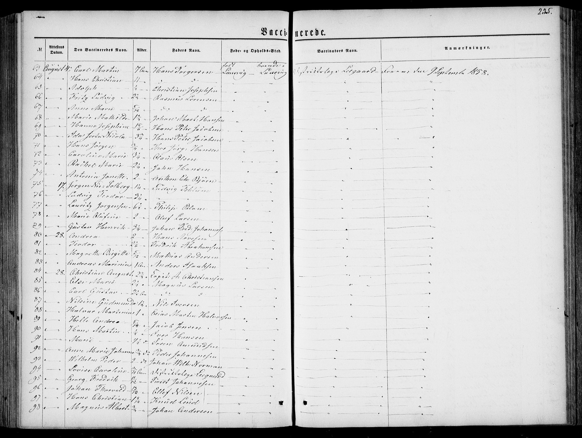 Larvik kirkebøker, AV/SAKO-A-352/F/Fa/L0005: Parish register (official) no. I 5, 1856-1870, p. 235