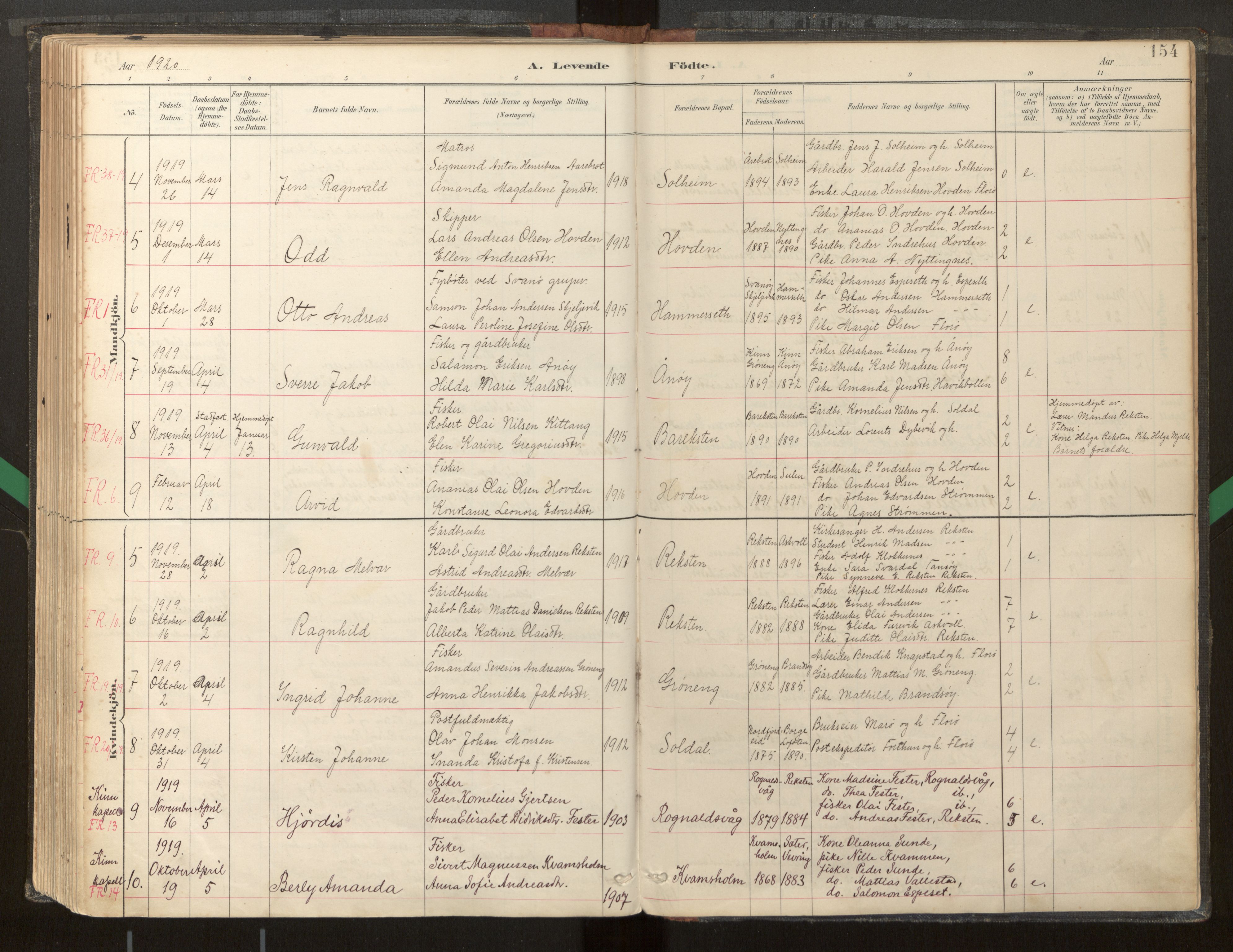 Kinn sokneprestembete, AV/SAB-A-80801/H/Haa/Haab/L0001: Parish register (official) no. B 1, 1886-1921, p. 154