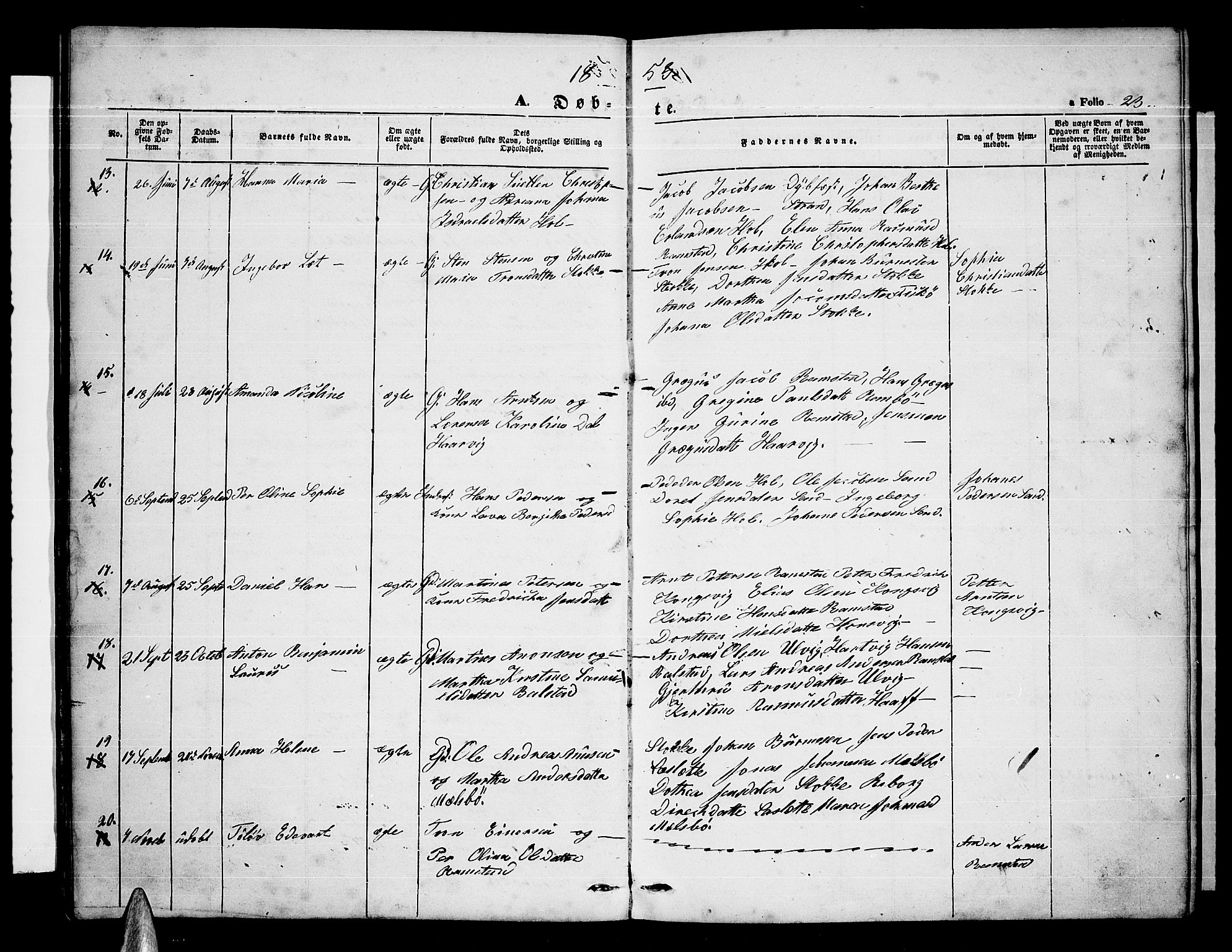 Ministerialprotokoller, klokkerbøker og fødselsregistre - Nordland, SAT/A-1459/865/L0929: Parish register (copy) no. 865C01, 1840-1866, p. 23