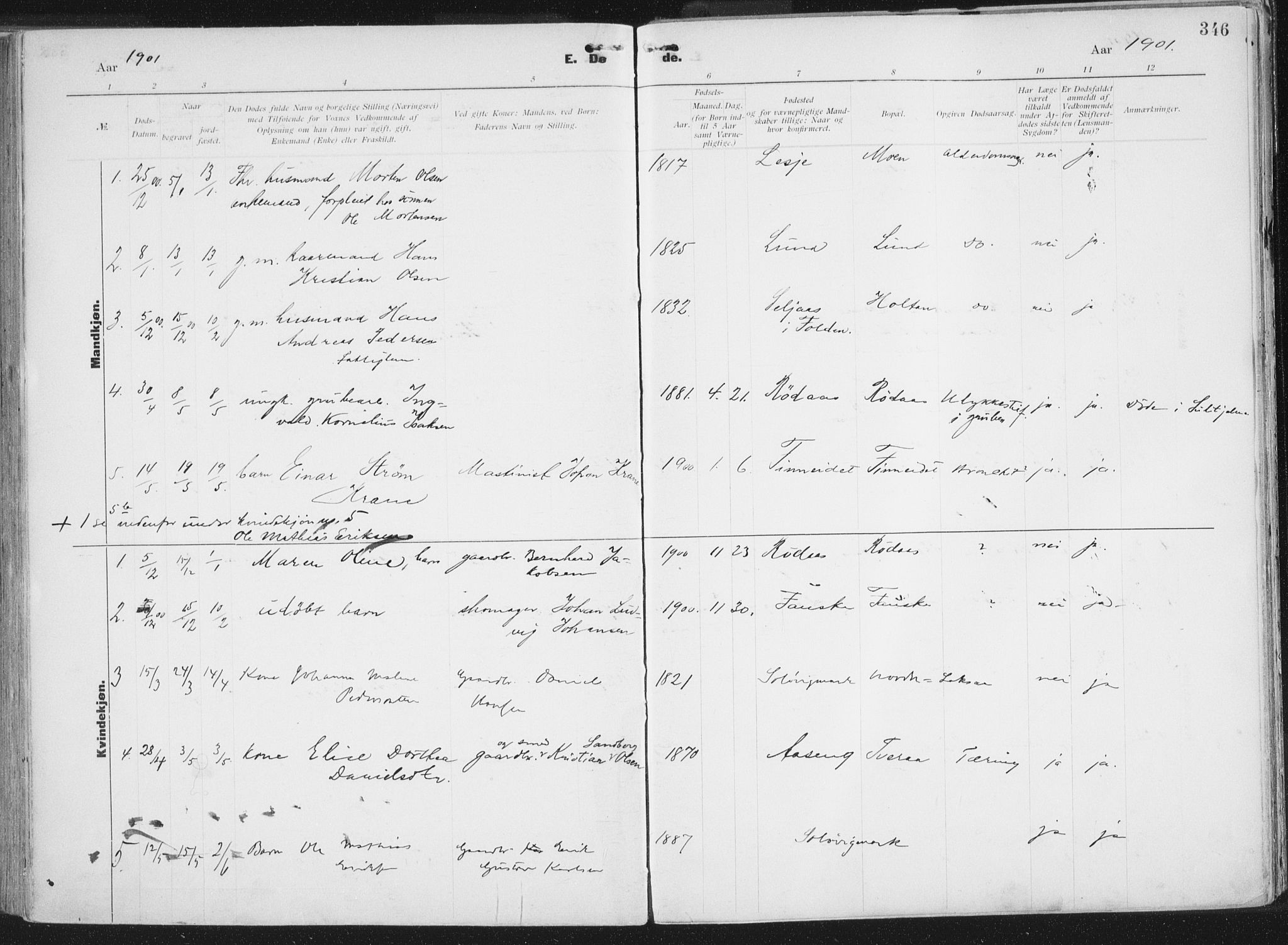 Ministerialprotokoller, klokkerbøker og fødselsregistre - Nordland, AV/SAT-A-1459/849/L0696: Parish register (official) no. 849A08, 1898-1910, p. 346