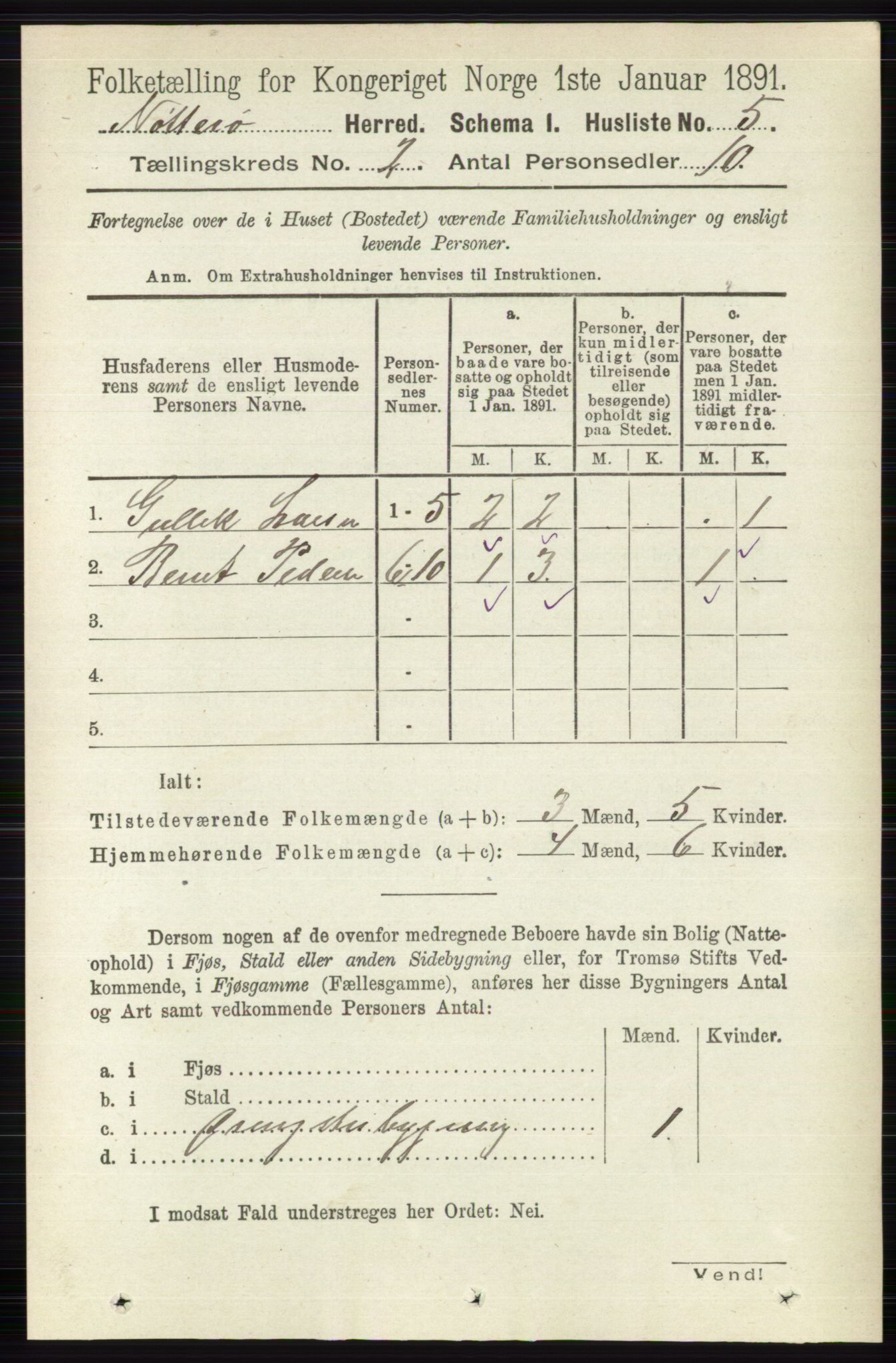 RA, 1891 census for 0722 Nøtterøy, 1891, p. 744