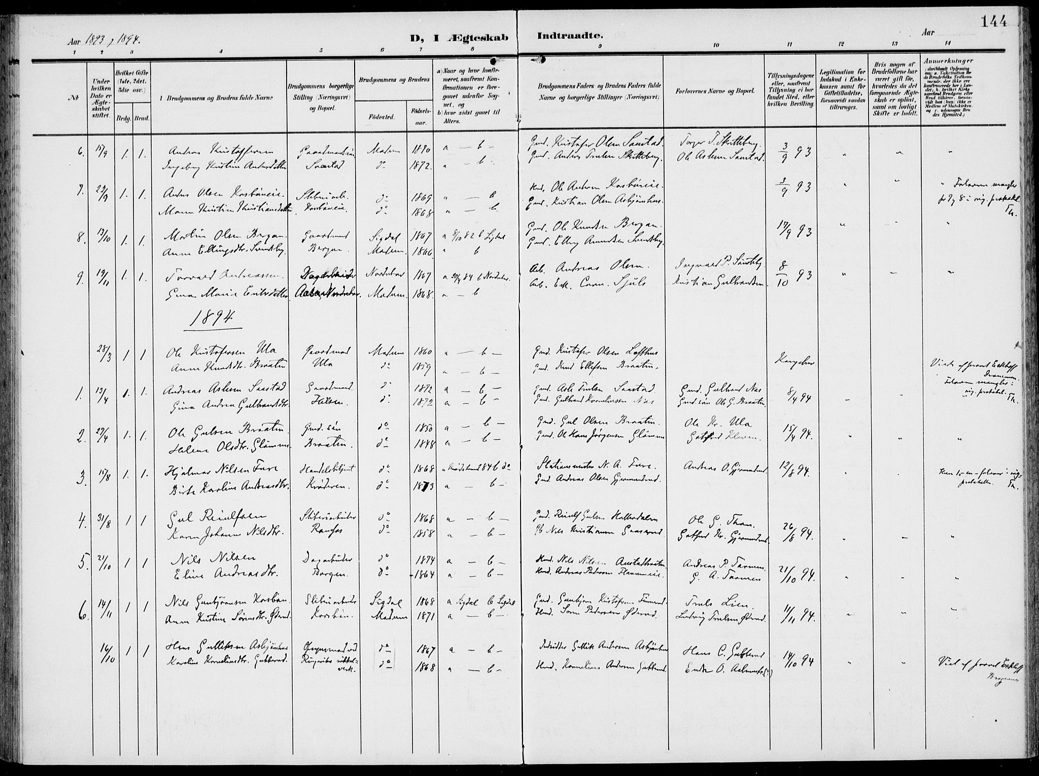 Modum kirkebøker, AV/SAKO-A-234/F/Fa/L0019: Parish register (official) no. 19, 1890-1914, p. 144