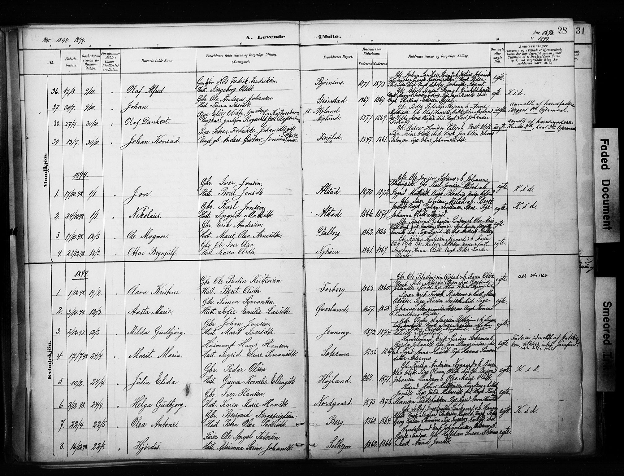 Målselv sokneprestembete, SATØ/S-1311/G/Ga/Gaa/L0010kirke: Parish register (official) no. 10, 1890-1902, p. 28