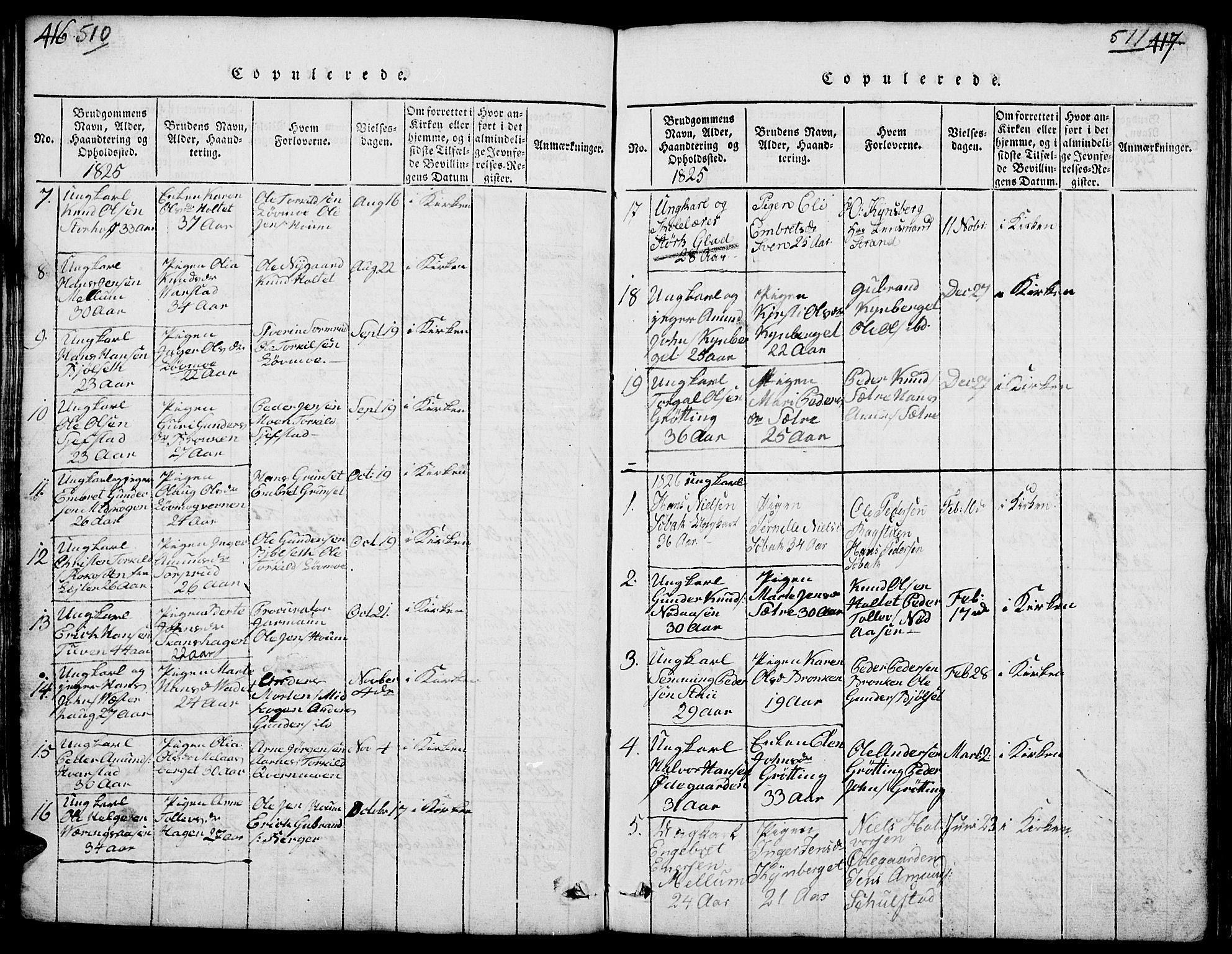 Elverum prestekontor, SAH/PREST-044/H/Ha/Hab/L0001: Parish register (copy) no. 1, 1815-1829, p. 510-511