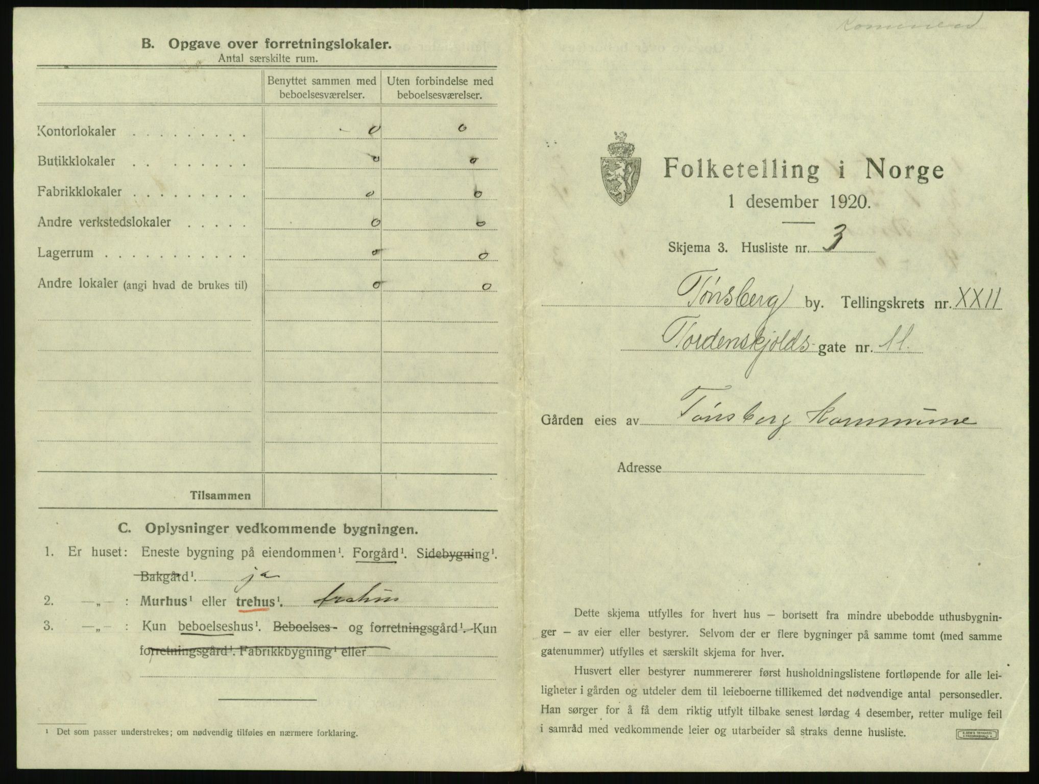 SAKO, 1920 census for Tønsberg, 1920, p. 2169