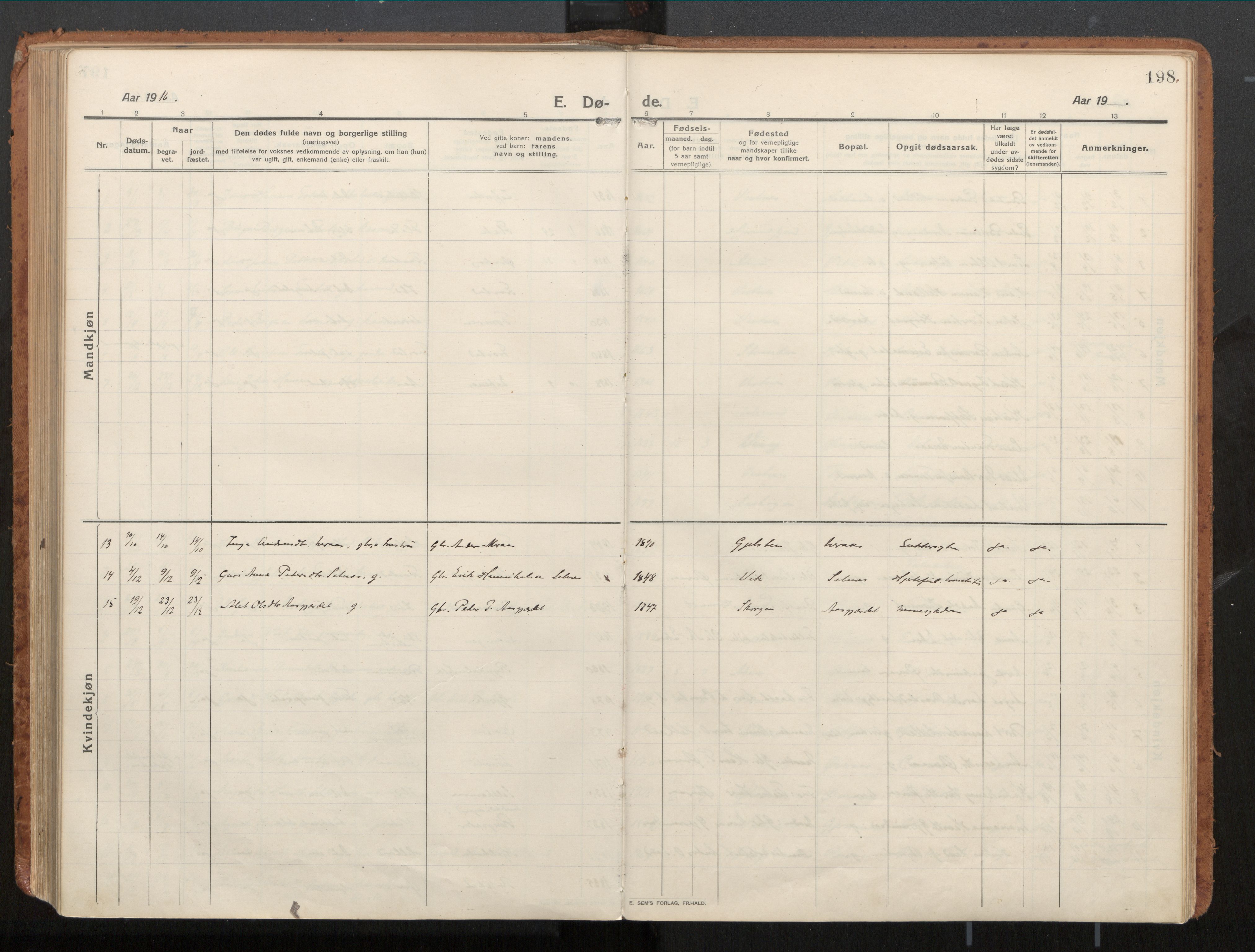 Ministerialprotokoller, klokkerbøker og fødselsregistre - Møre og Romsdal, SAT/A-1454/539/L0534a: Parish register (official) no. 539A08, 1912-1935, p. 198