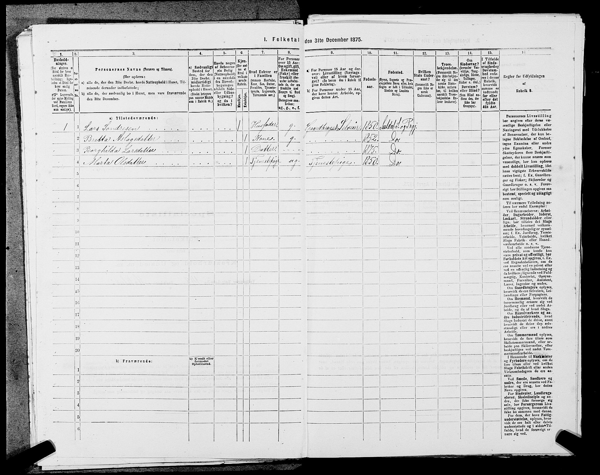 SAST, 1875 census for 1134P Suldal, 1875, p. 524