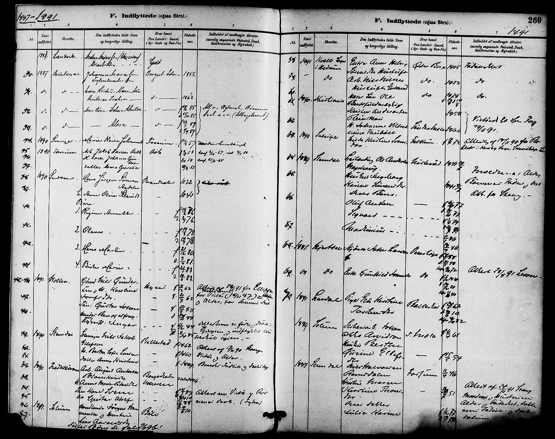 Gjerpen kirkebøker, SAKO/A-265/F/Fa/L0010: Parish register (official) no. I 10, 1886-1895, p. 269