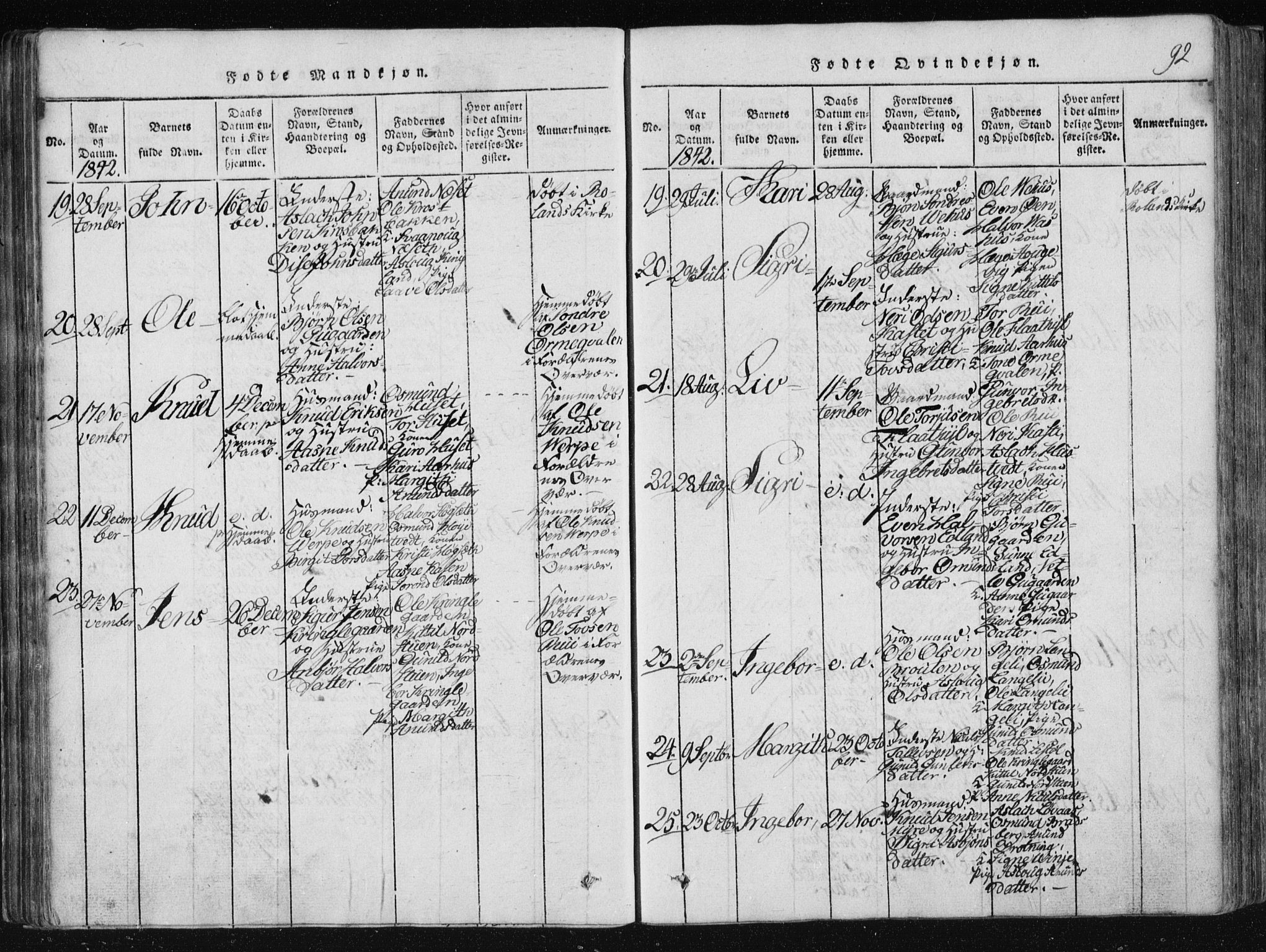 Vinje kirkebøker, SAKO/A-312/F/Fa/L0003: Parish register (official) no. I 3, 1814-1843, p. 92