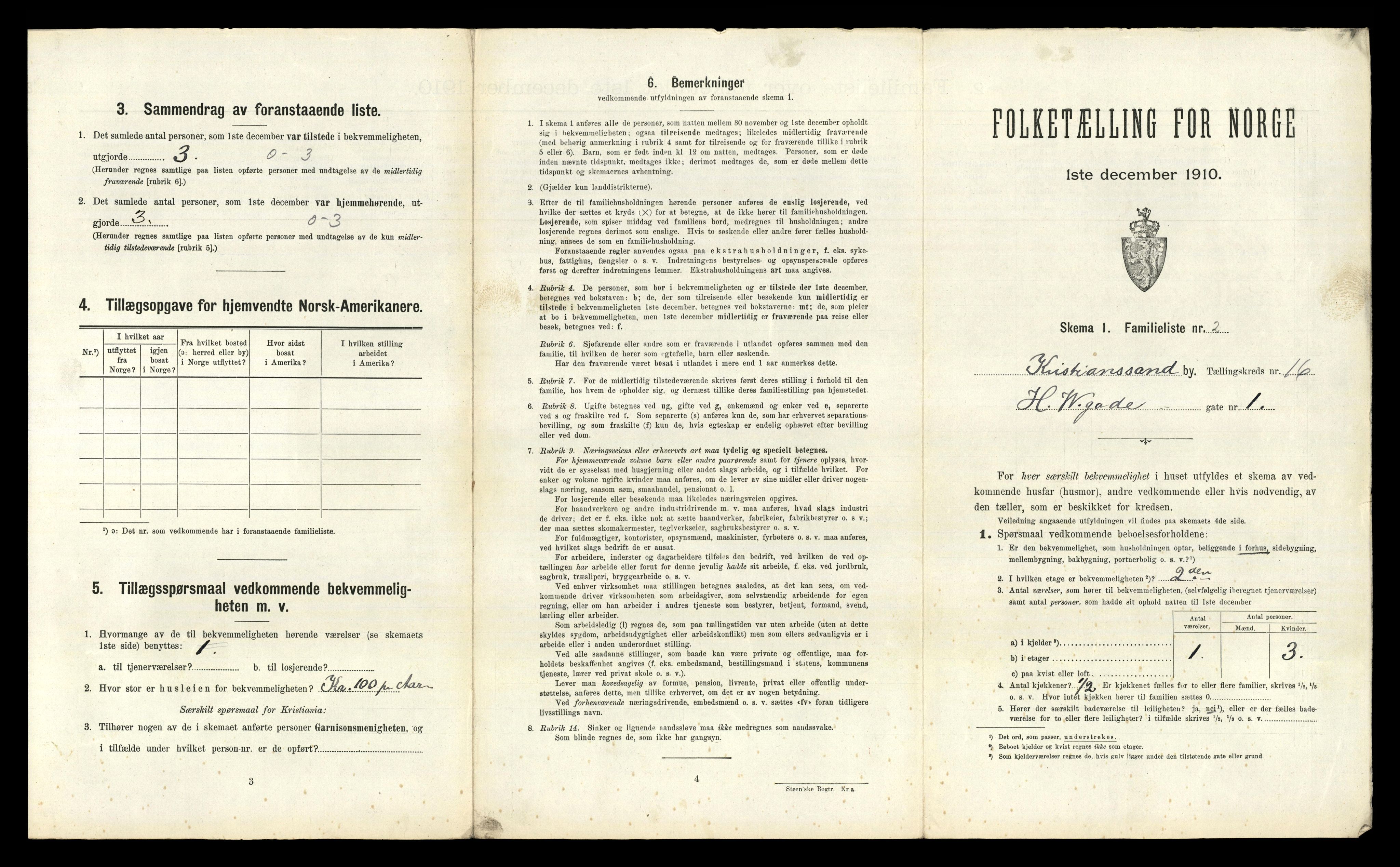 RA, 1910 census for Kristiansand, 1910, p. 3852