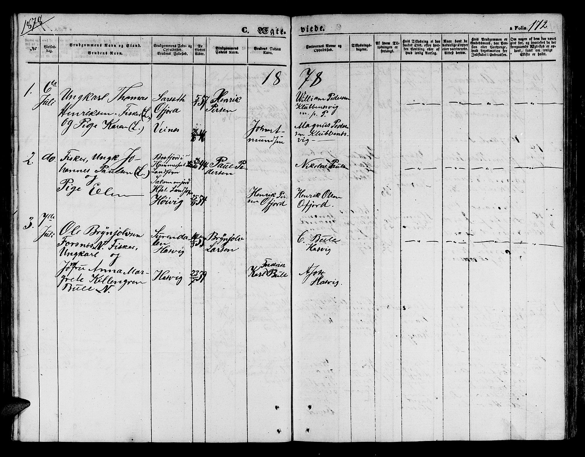 Loppa sokneprestkontor, SATØ/S-1339/H/Hb/L0003klokker: Parish register (copy) no. 3, 1853-1880, p. 172