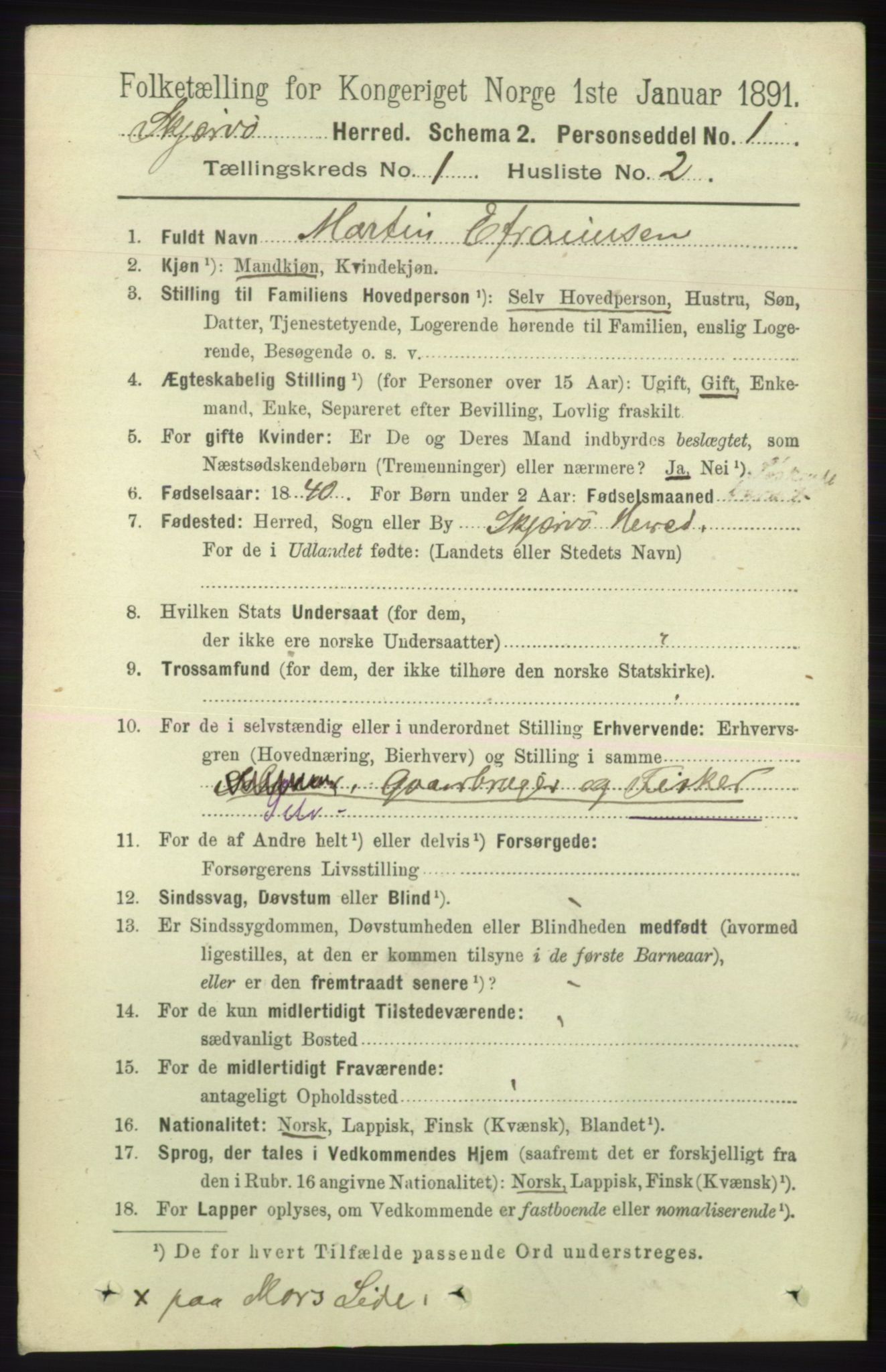 RA, 1891 census for 1941 Skjervøy, 1891, p. 134