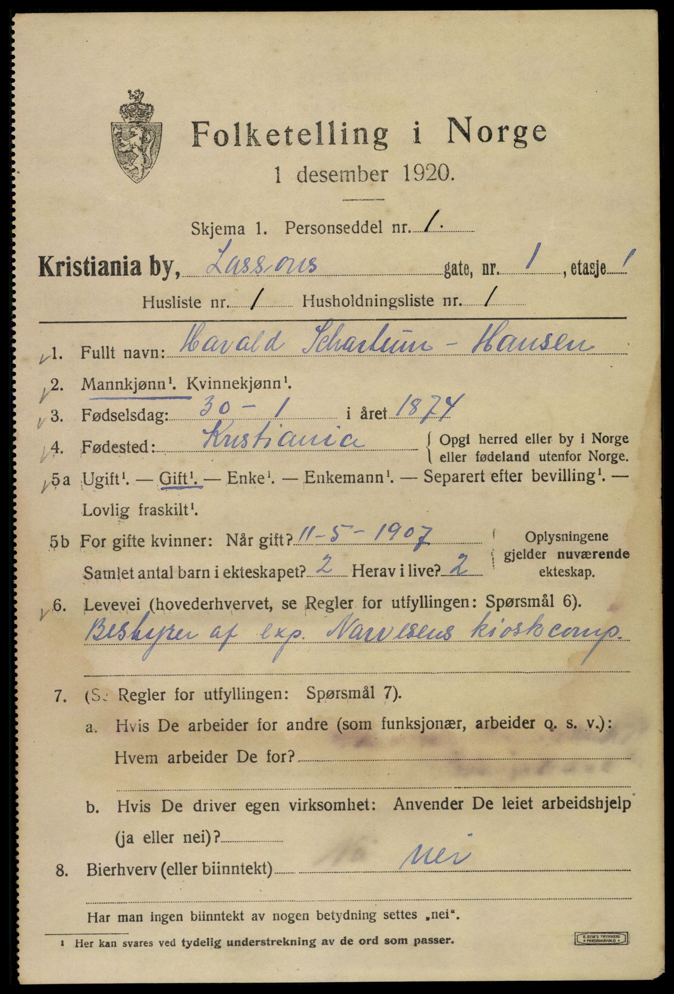 SAO, 1920 census for Kristiania, 1920, p. 361837