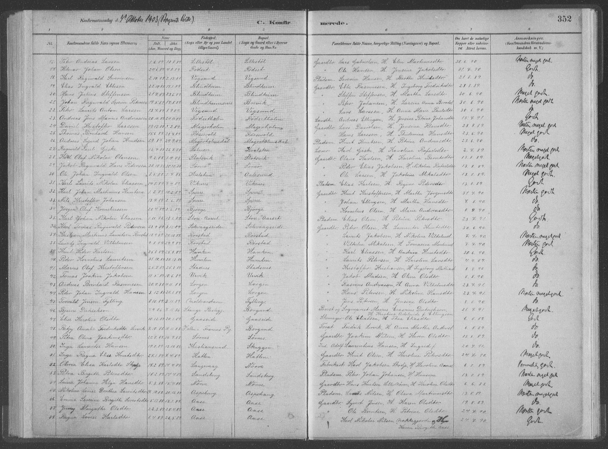 Ministerialprotokoller, klokkerbøker og fødselsregistre - Møre og Romsdal, SAT/A-1454/528/L0402: Parish register (official) no. 528A12II, 1880-1903, p. 352