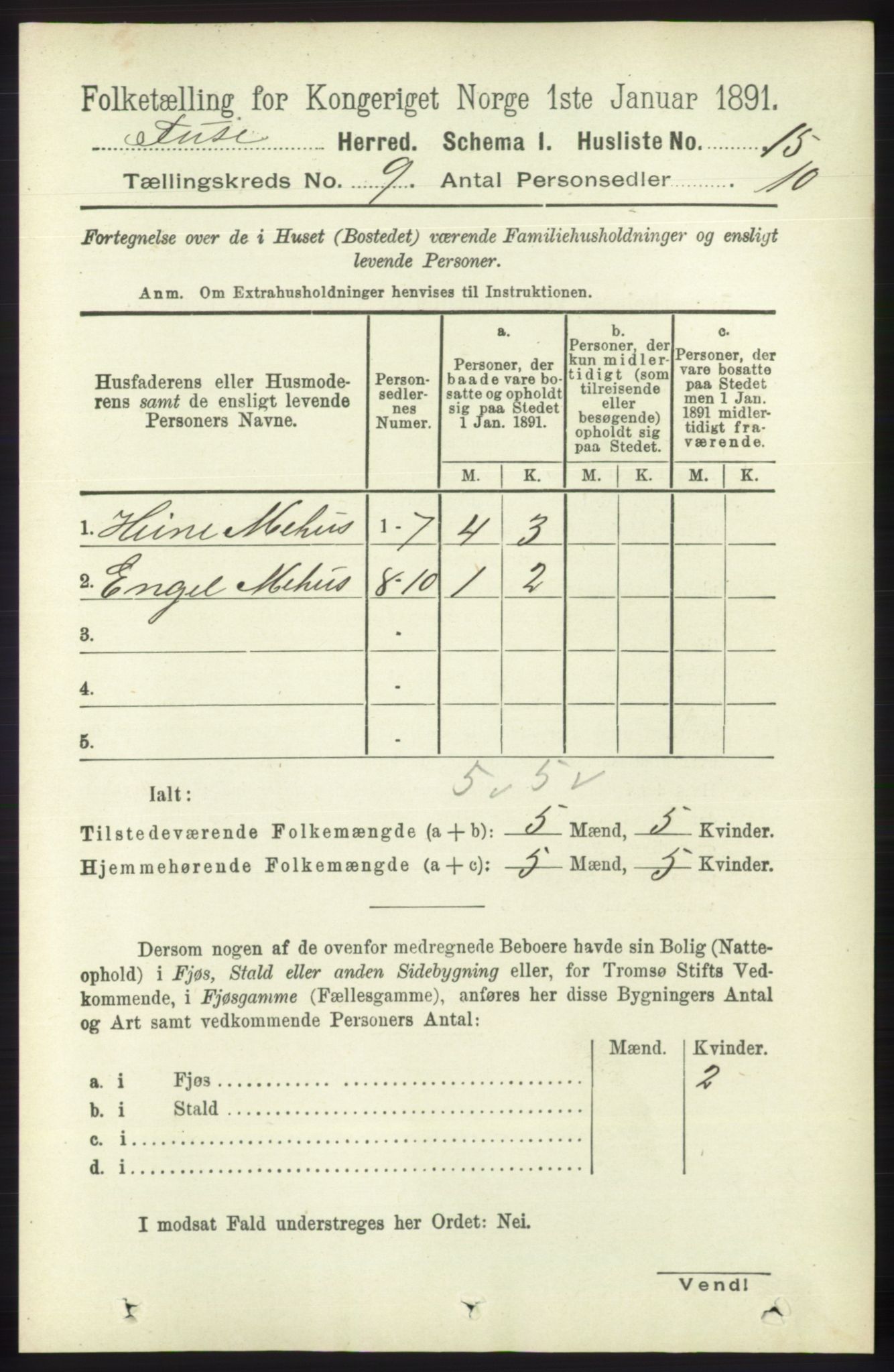 RA, 1891 census for 1241 Fusa, 1891, p. 1675