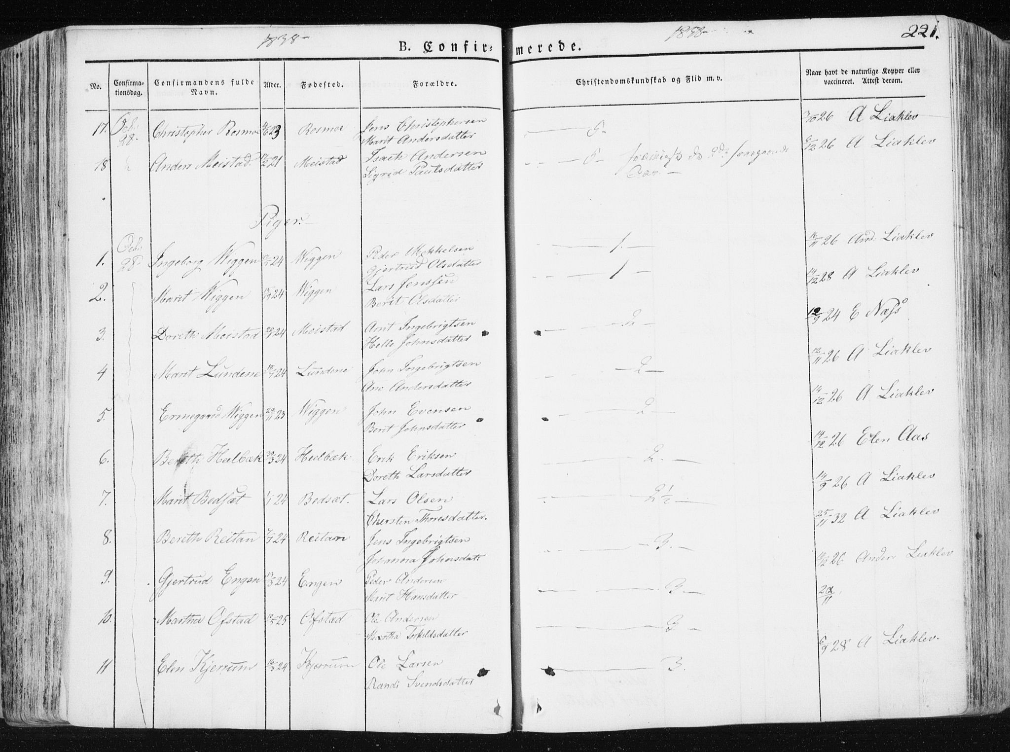 Ministerialprotokoller, klokkerbøker og fødselsregistre - Sør-Trøndelag, SAT/A-1456/665/L0771: Parish register (official) no. 665A06, 1830-1856, p. 221