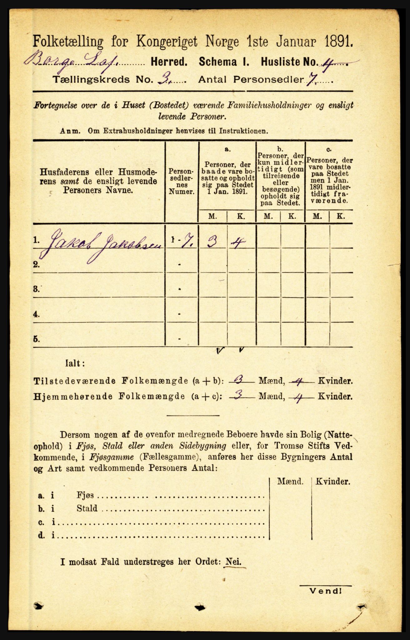 RA, 1891 census for 1862 Borge, 1891, p. 1466