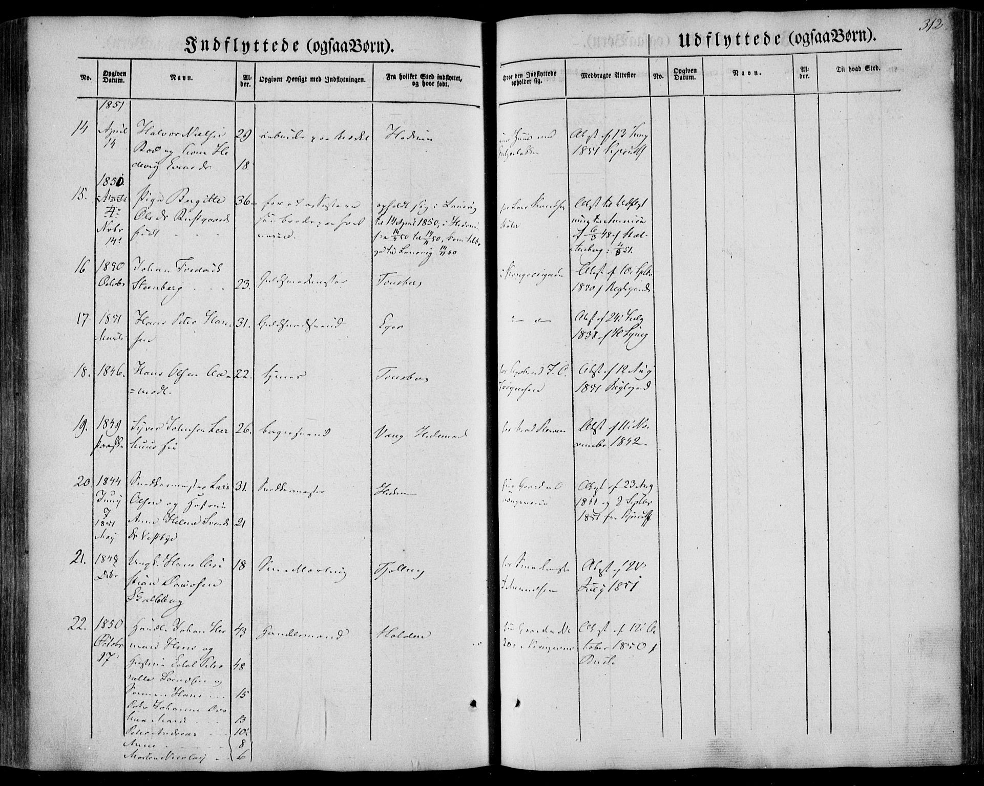 Larvik kirkebøker, AV/SAKO-A-352/F/Fa/L0003: Parish register (official) no. I 3, 1848-1856, p. 312