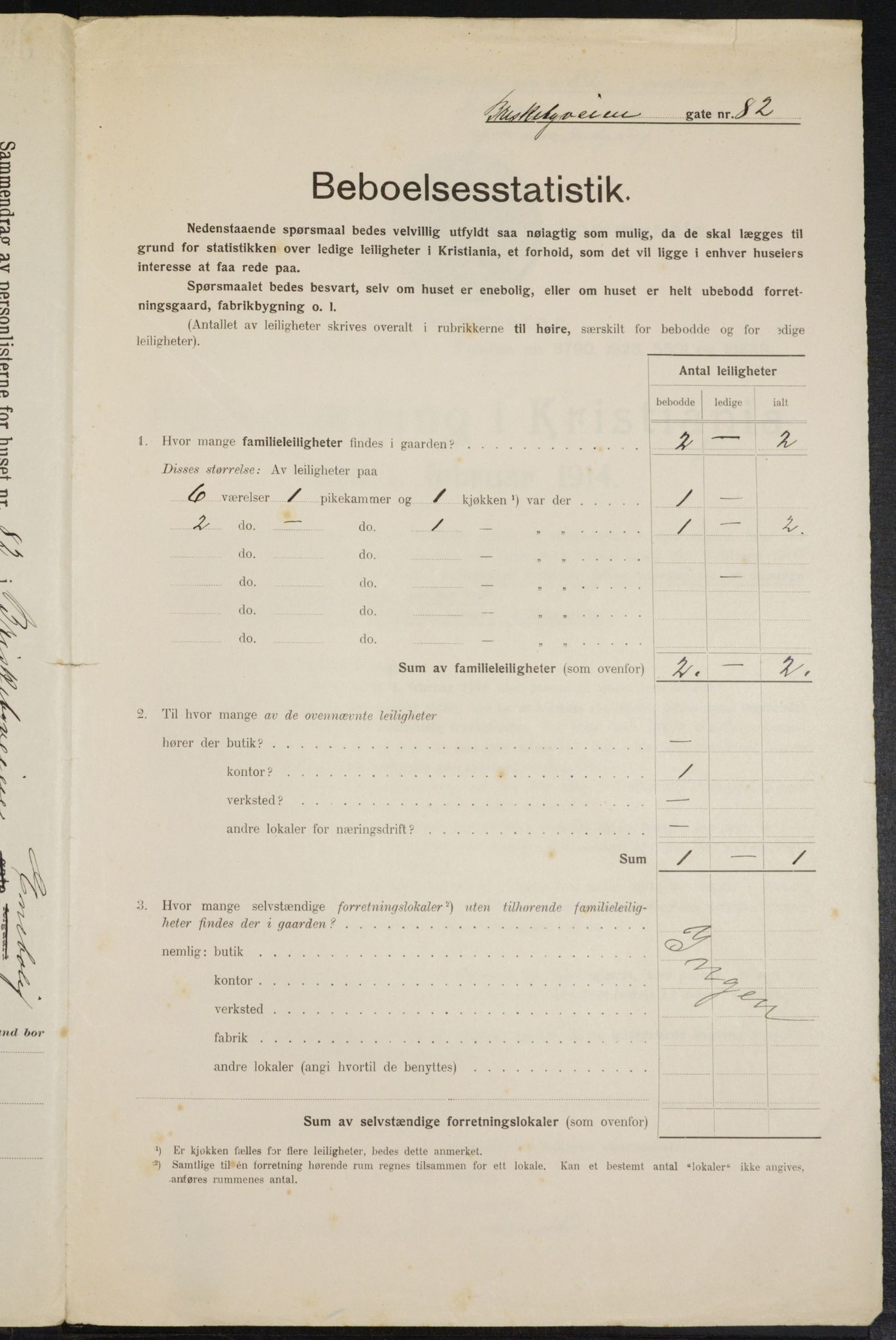 OBA, Municipal Census 1914 for Kristiania, 1914, p. 9629