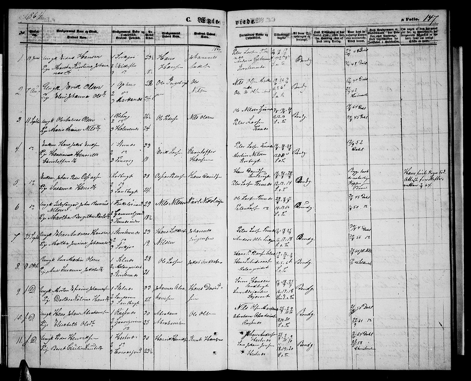 Balsfjord sokneprestembete, AV/SATØ-S-1303/G/Gab/L0006klokker: Parish register (copy) no. 6, 1863-1878, p. 147