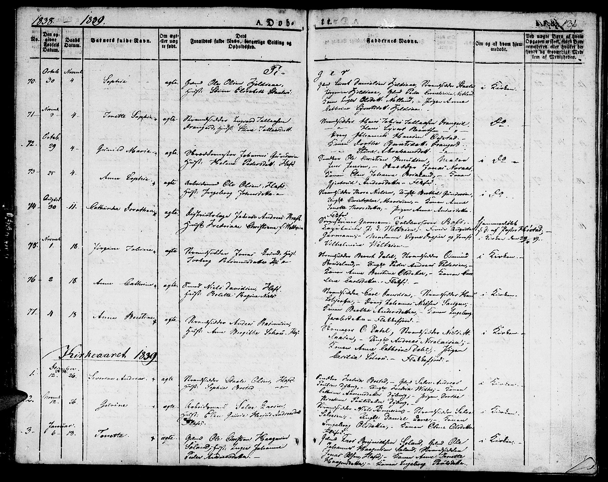 Flekkefjord sokneprestkontor, AV/SAK-1111-0012/F/Fb/Fbc/L0004: Parish register (copy) no. B 4, 1827-1846, p. 136