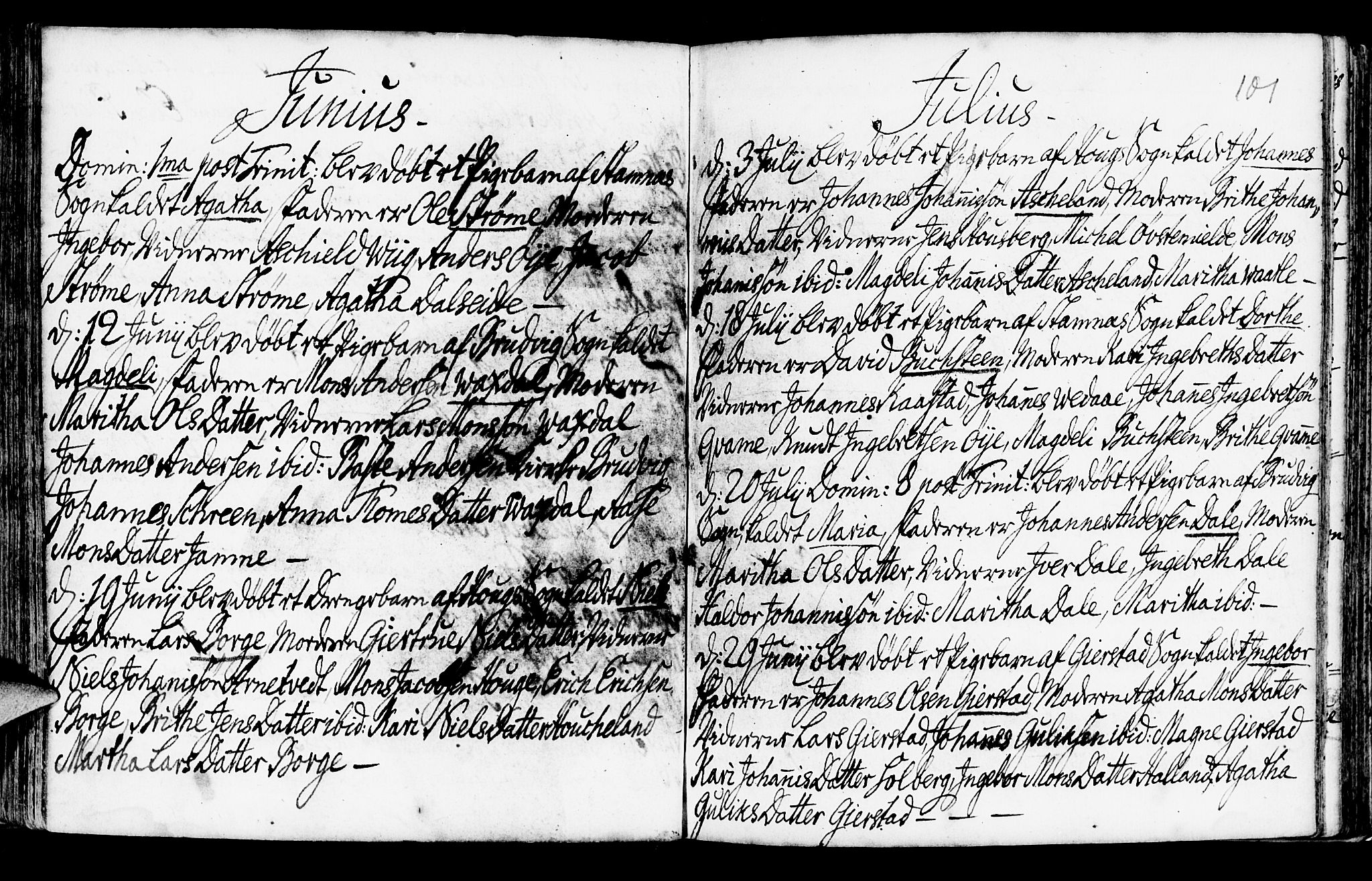 Haus sokneprestembete, AV/SAB-A-75601/H/Haa: Parish register (official) no. A 6, 1748-1758, p. 101