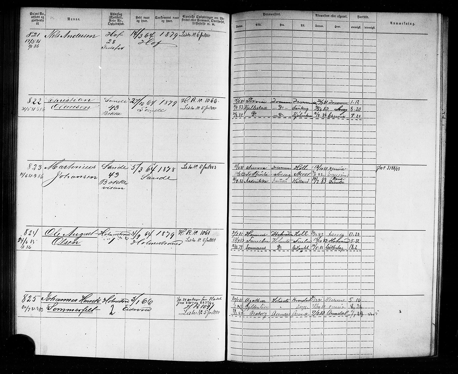 Holmestrand innrulleringskontor, AV/SAKO-A-1151/F/Fb/L0001: Annotasjonsrulle, 1868-1886, p. 169