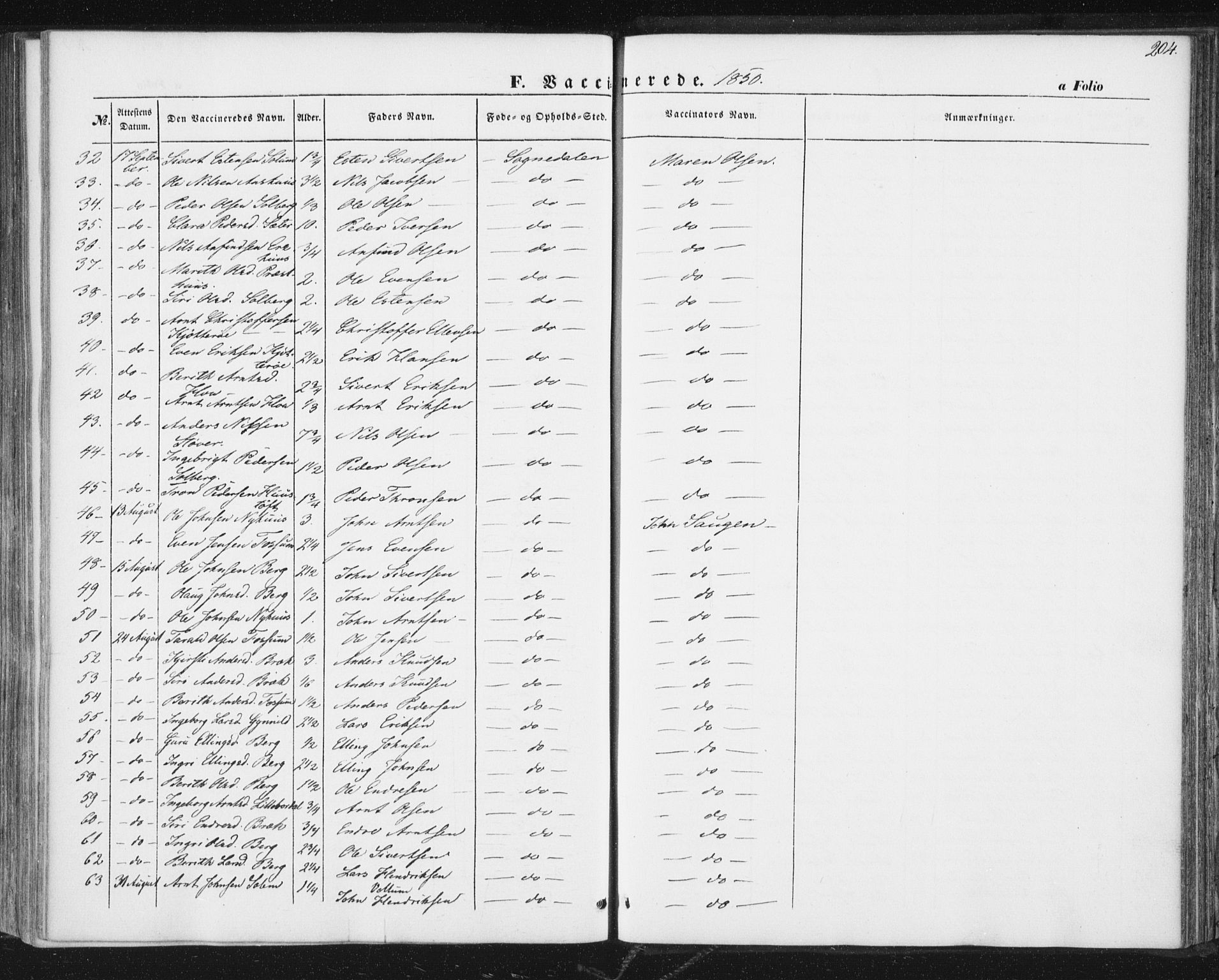 Ministerialprotokoller, klokkerbøker og fødselsregistre - Sør-Trøndelag, SAT/A-1456/689/L1038: Parish register (official) no. 689A03, 1848-1872, p. 204