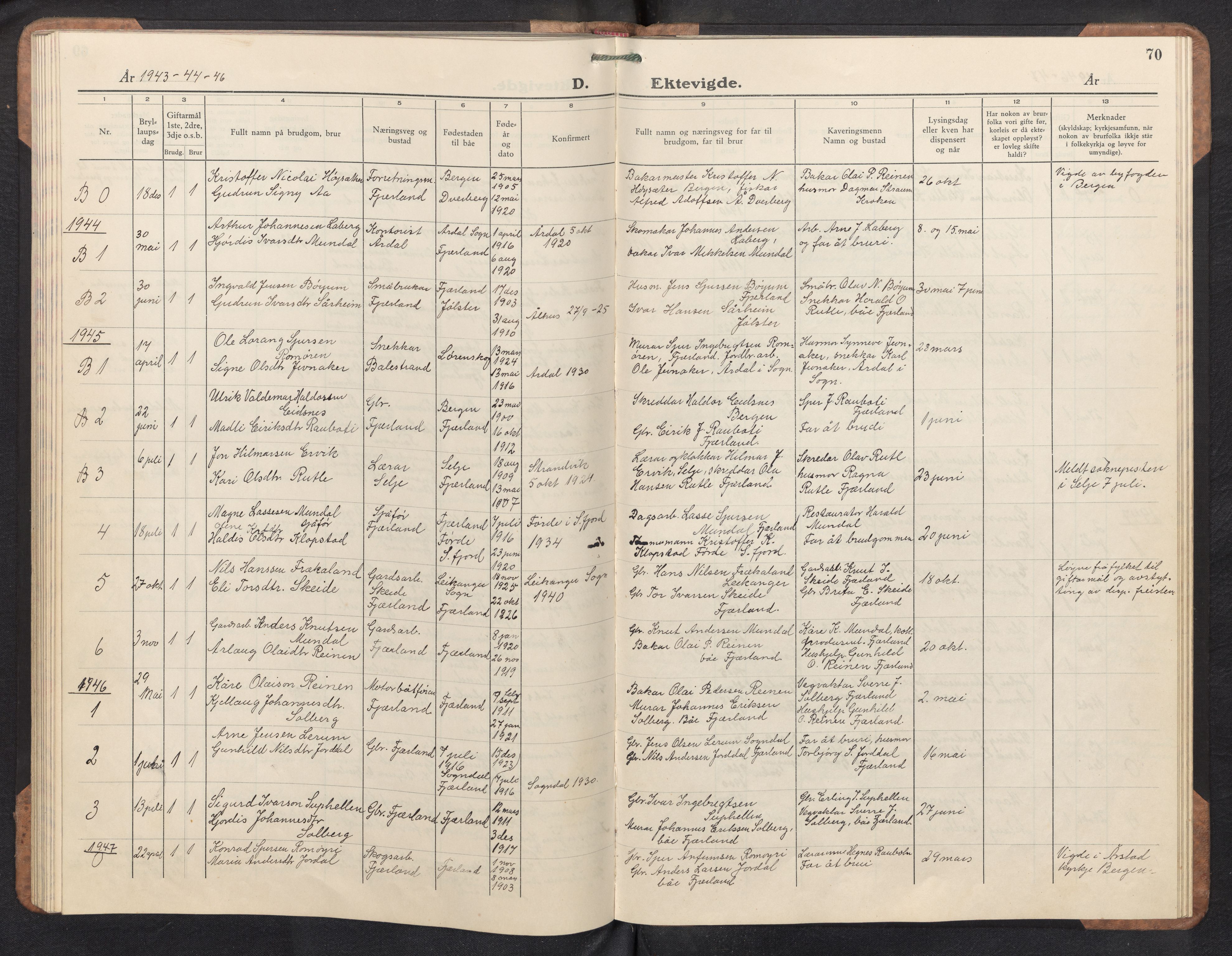 Balestrand sokneprestembete, AV/SAB-A-79601/H/Hab/Habb/L0003: Parish register (copy) no. B 3, 1941-1967, p. 69b-70a