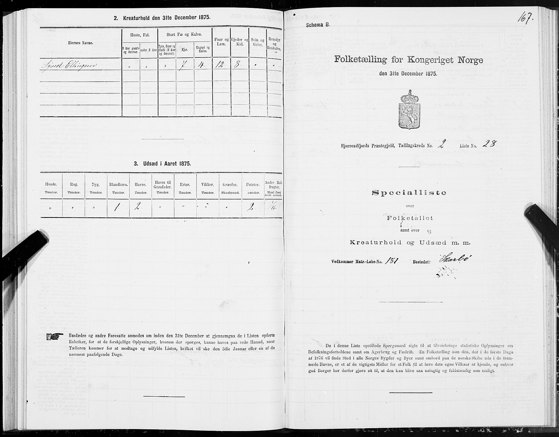 SAT, 1875 census for 1522P Hjørundfjord, 1875, p. 1167