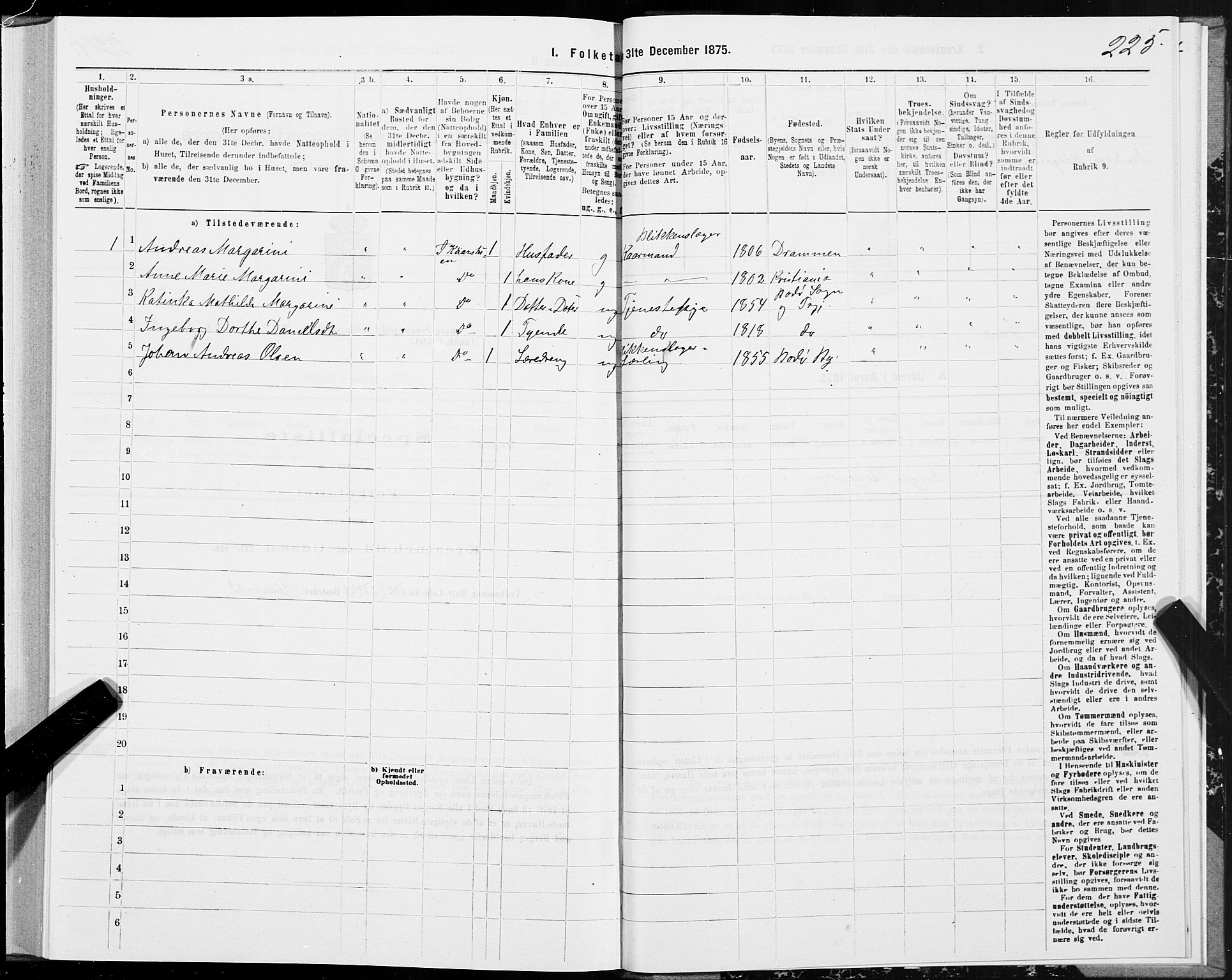 SAT, 1875 census for 1843L Bodø/Bodø, 1875, p. 1225