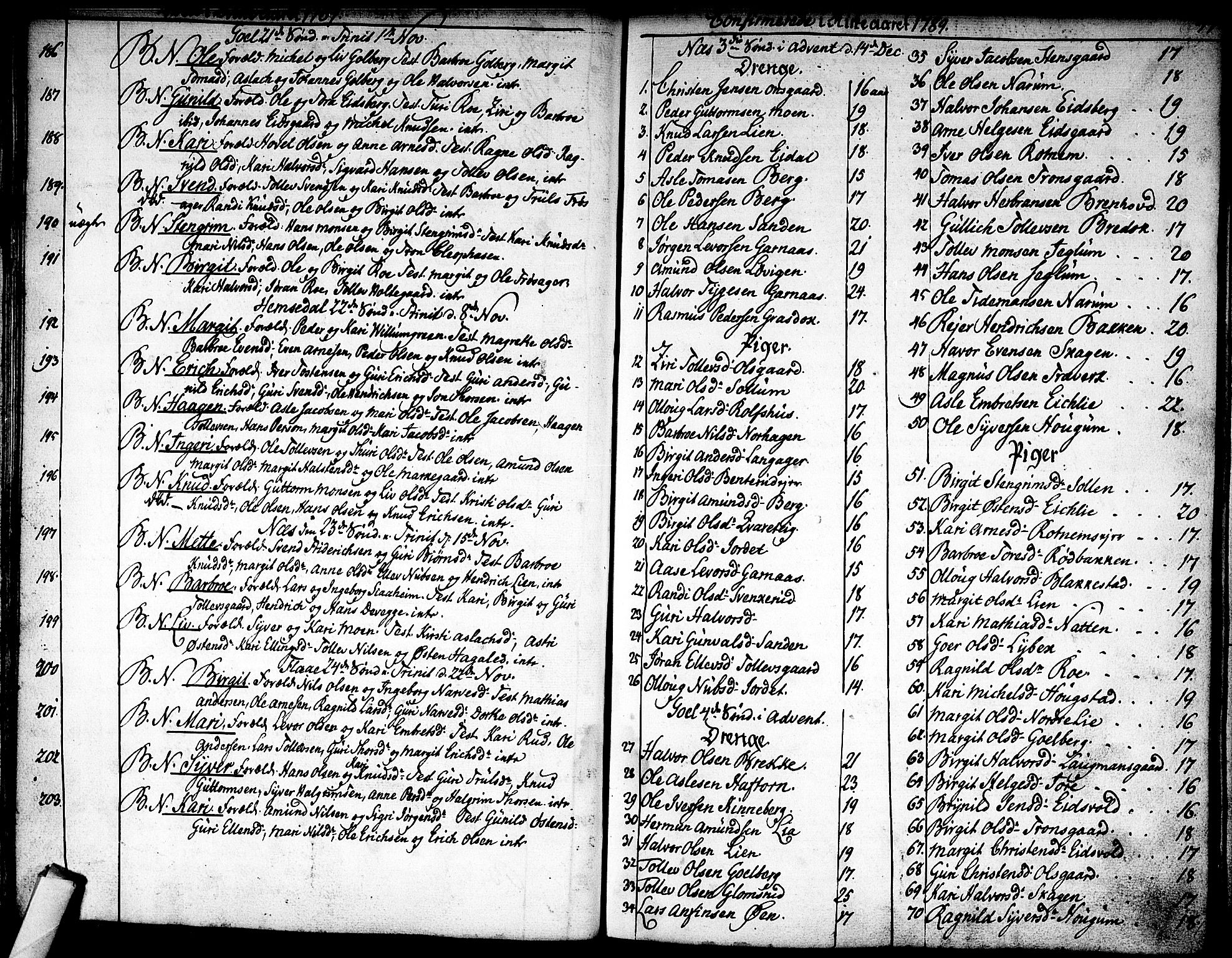 Nes kirkebøker, SAKO/A-236/F/Fa/L0005: Parish register (official) no. 5, 1787-1807, p. 44-45
