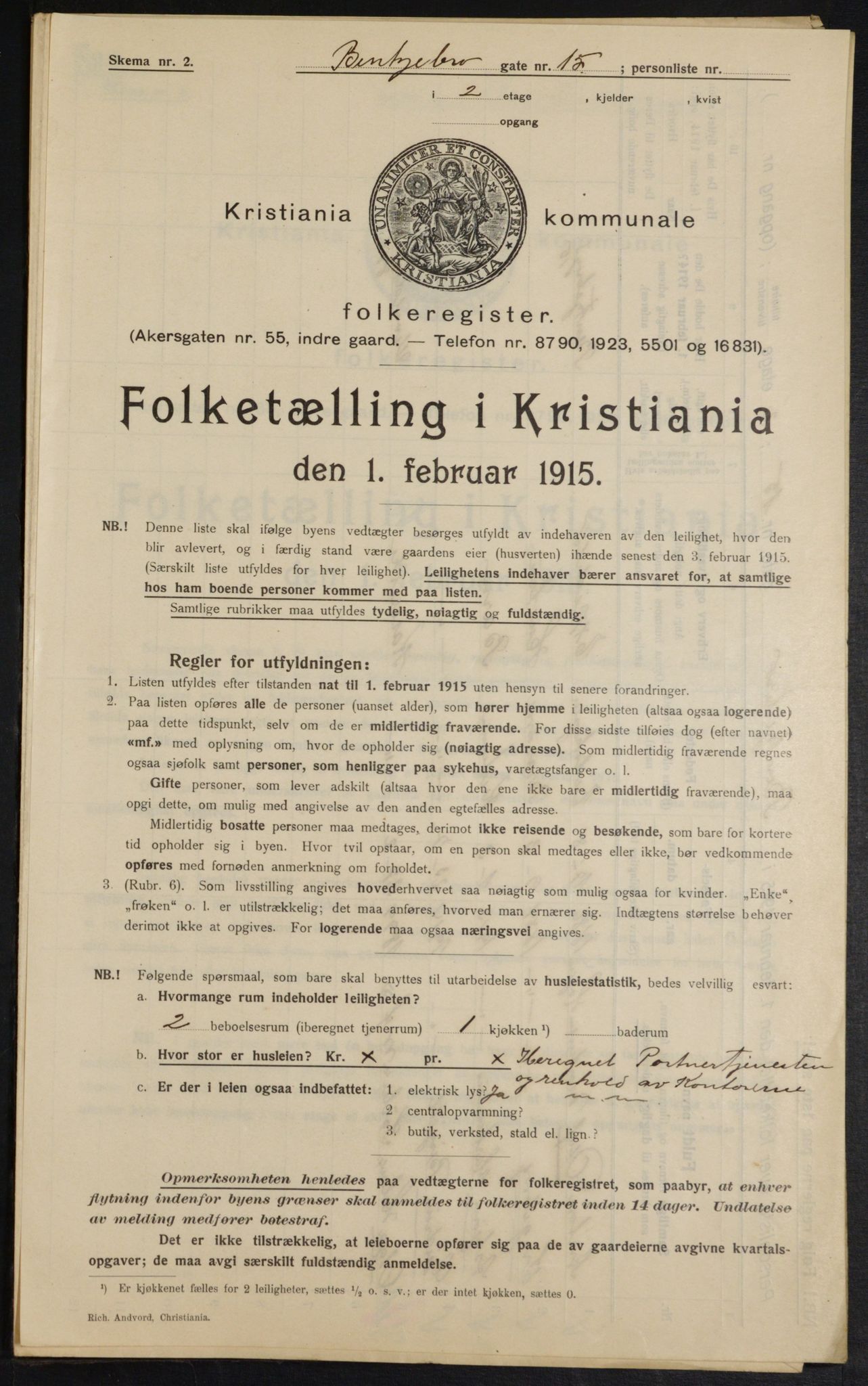 OBA, Municipal Census 1915 for Kristiania, 1915, p. 3528