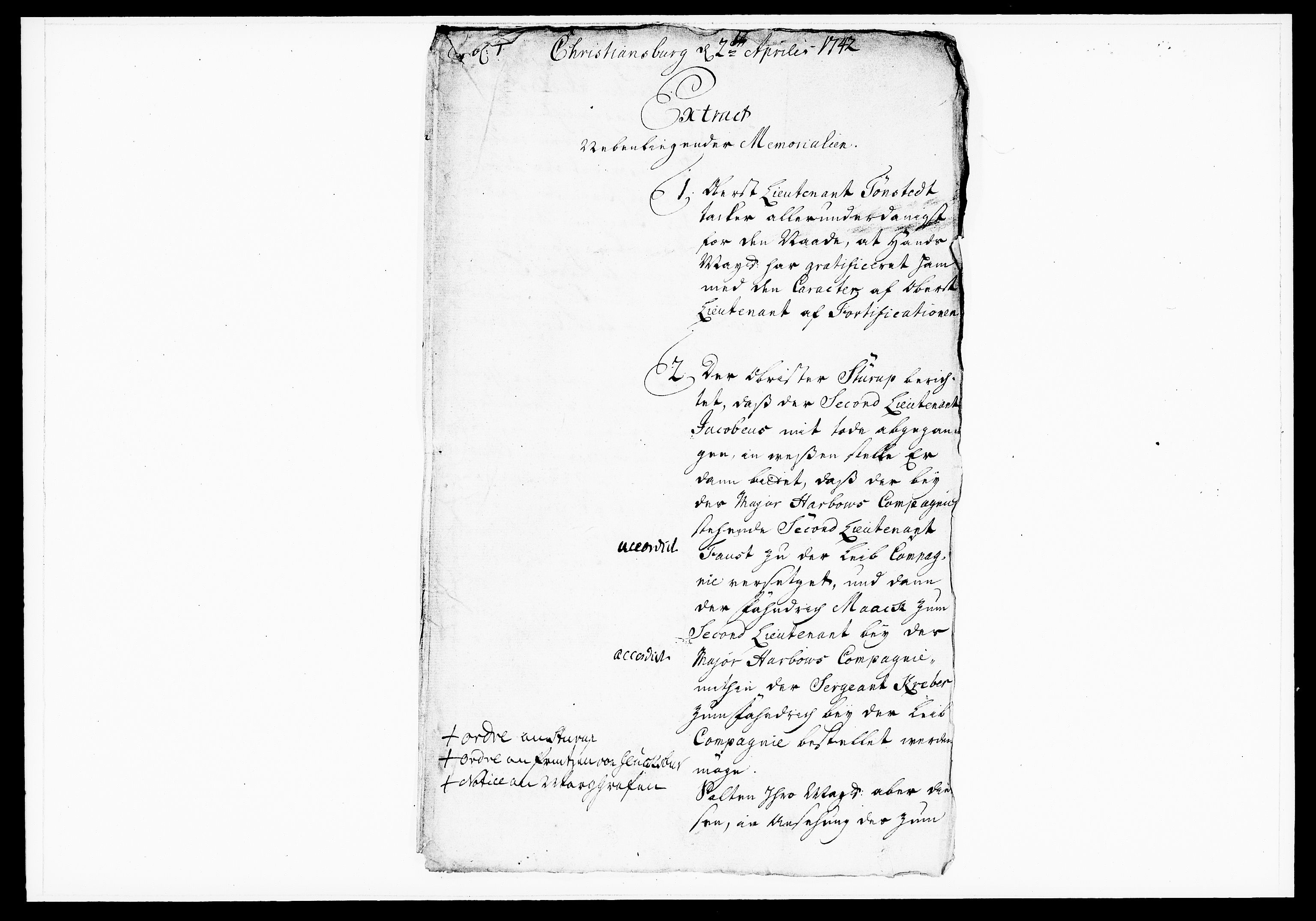 Krigskollegiet, Krigskancelliet, DRA/A-0006/-/1171-1175: Refererede sager, 1742, p. 122