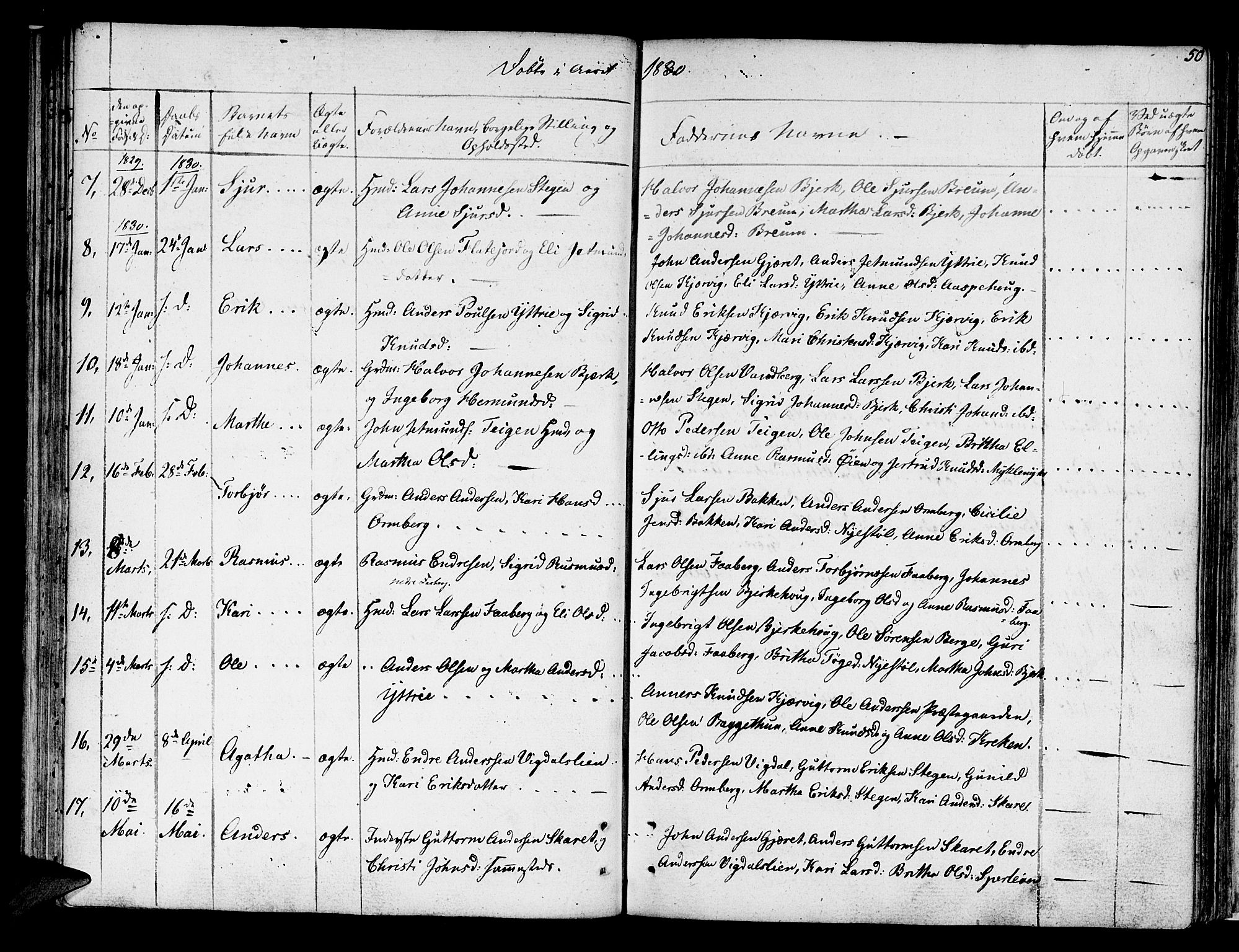 Jostedal sokneprestembete, AV/SAB-A-80601/H/Haa/Haaa/L0003: Parish register (official) no. A 3, 1807-1837, p. 50