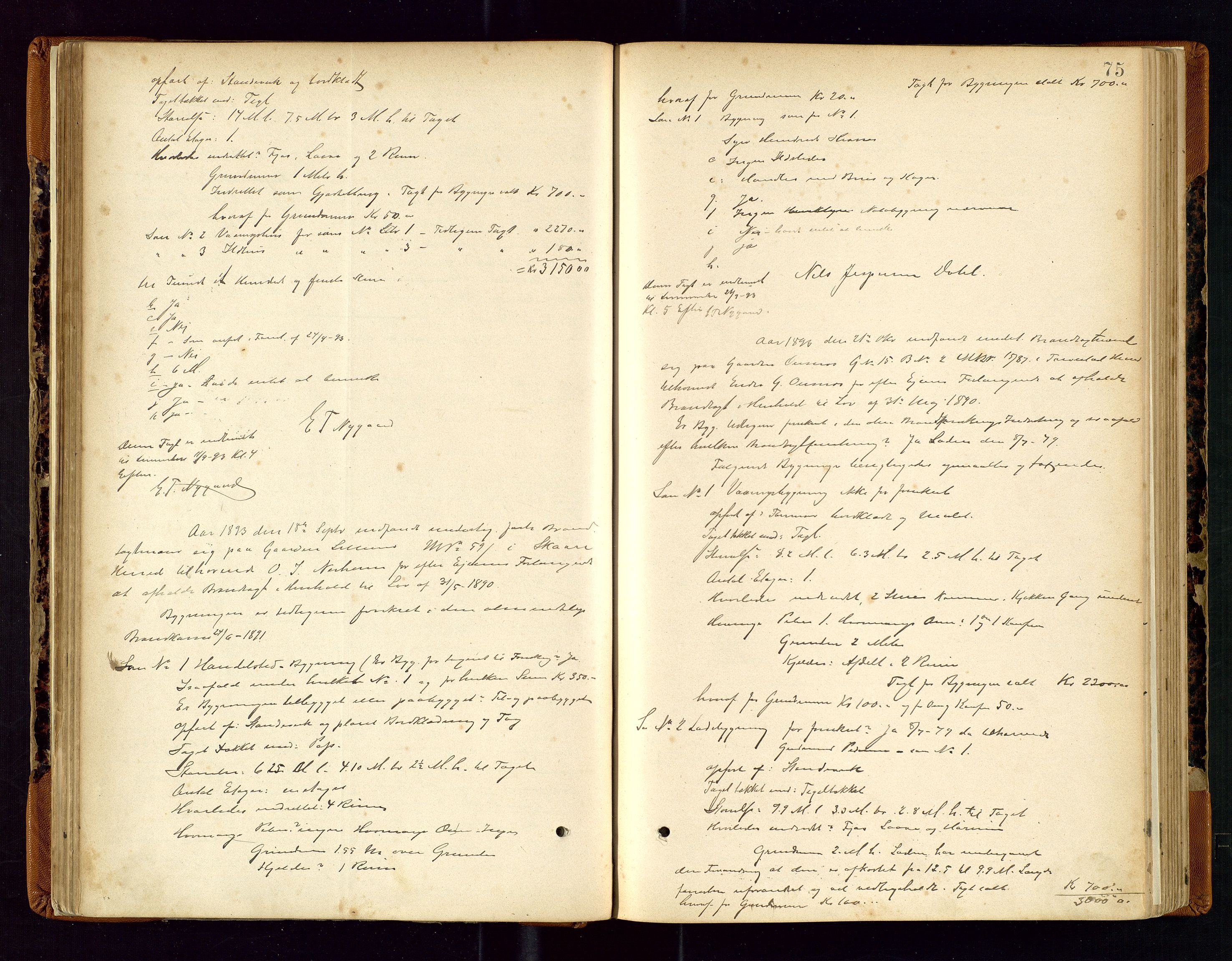 Torvestad lensmannskontor, SAST/A-100307/1/Goa/L0002: "Brandtaxationsprotokol for Torvestad Thinglag", 1883-1917, p. 74b-75a