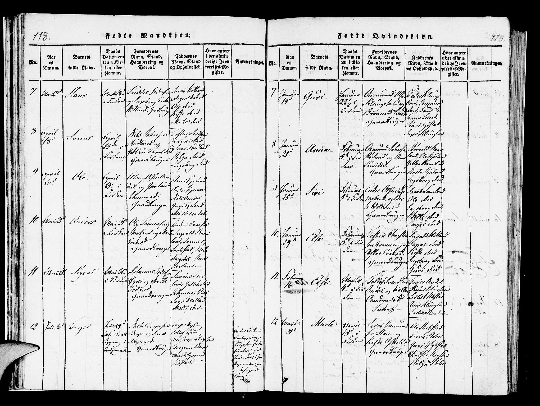 Helleland sokneprestkontor, AV/SAST-A-101810: Parish register (official) no. A 4, 1815-1834, p. 118-119