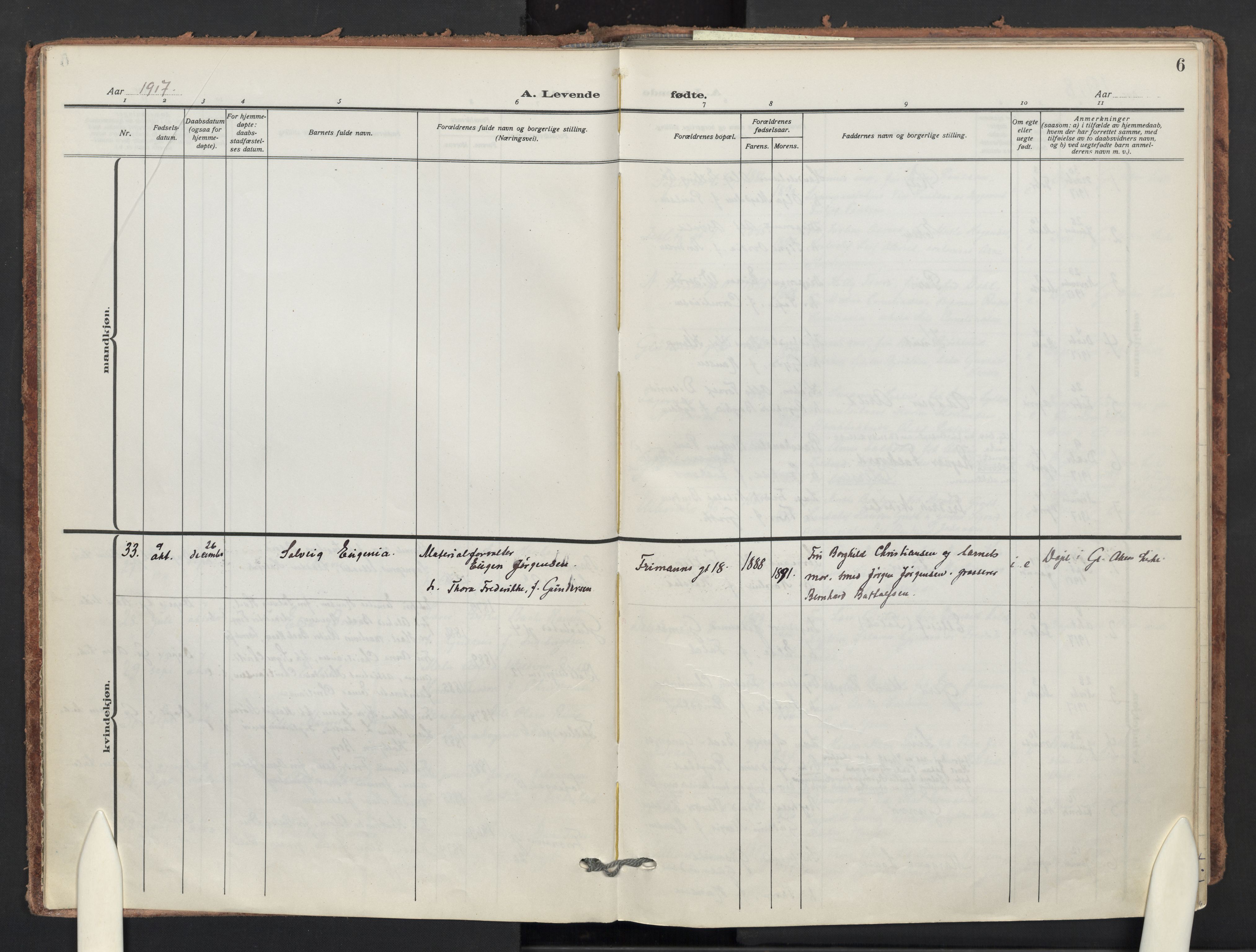 Markus prestekontor Kirkebøker, AV/SAO-A-10830/F/L0001: Parish register (official) no. 1, 1917-1945, p. 6