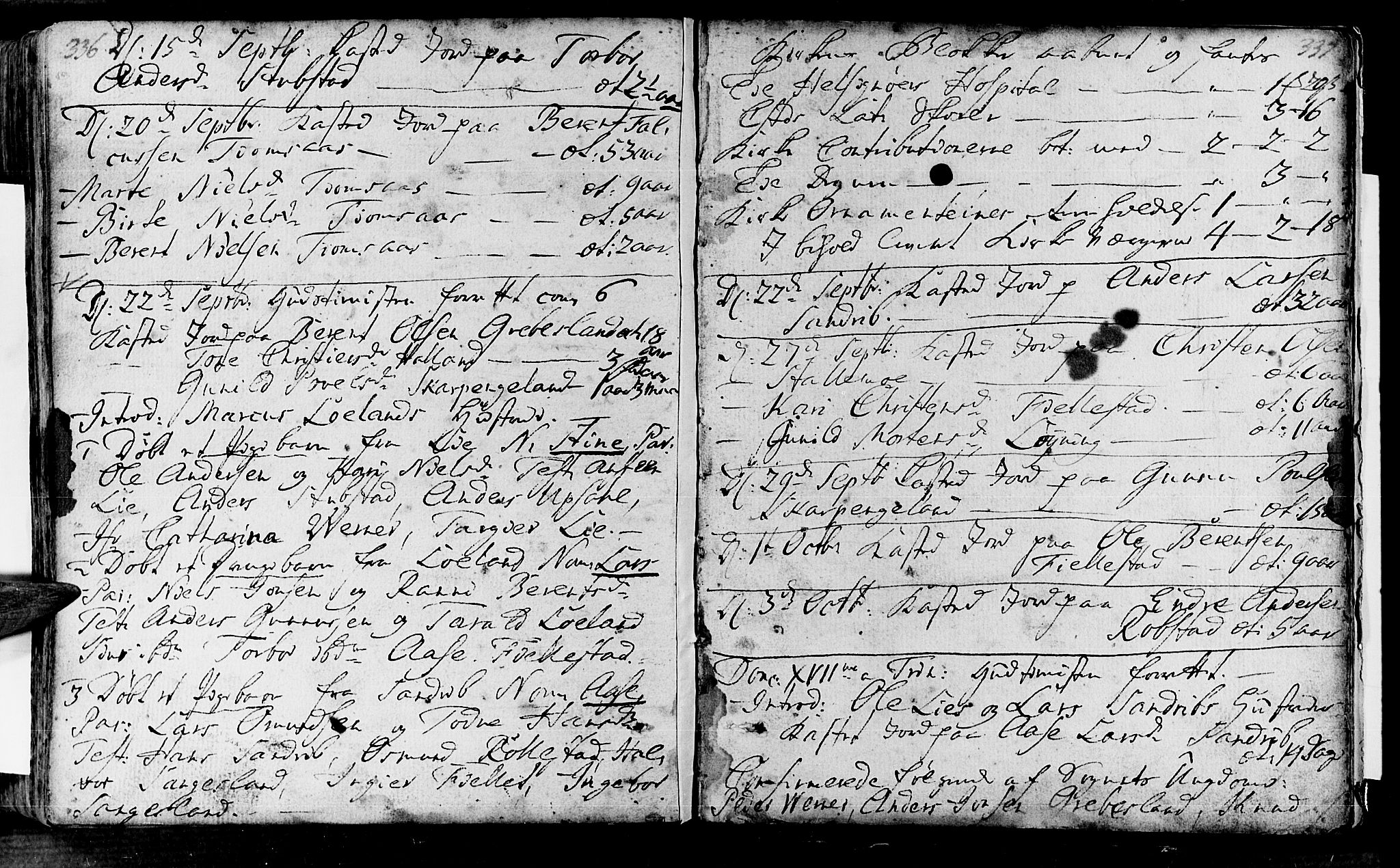 Vennesla sokneprestkontor, AV/SAK-1111-0045/Fa/Fac/L0001: Parish register (official) no. A 1, 1743-1784, p. 336-337