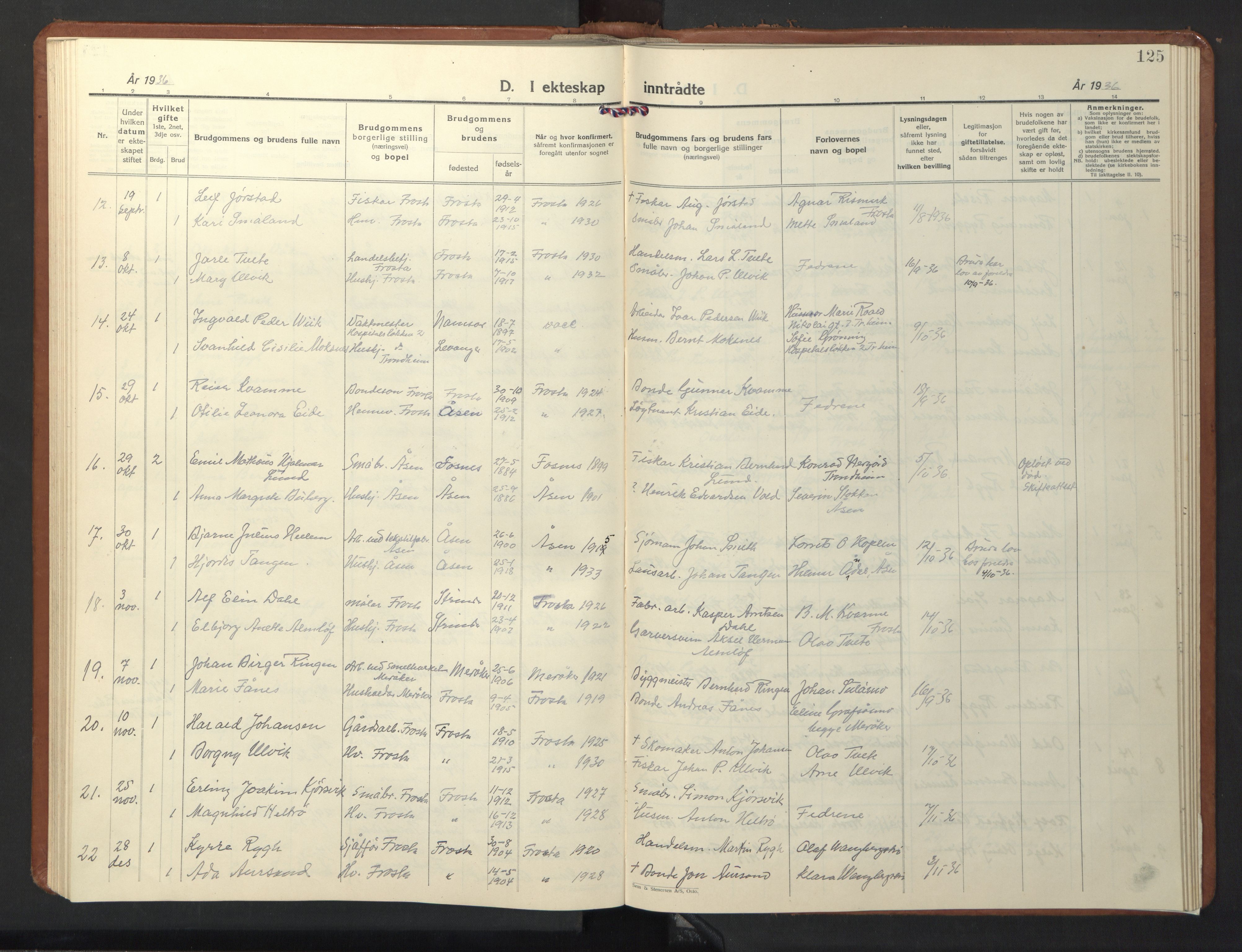 Ministerialprotokoller, klokkerbøker og fødselsregistre - Nord-Trøndelag, SAT/A-1458/713/L0125: Parish register (copy) no. 713C02, 1931-1941, p. 125