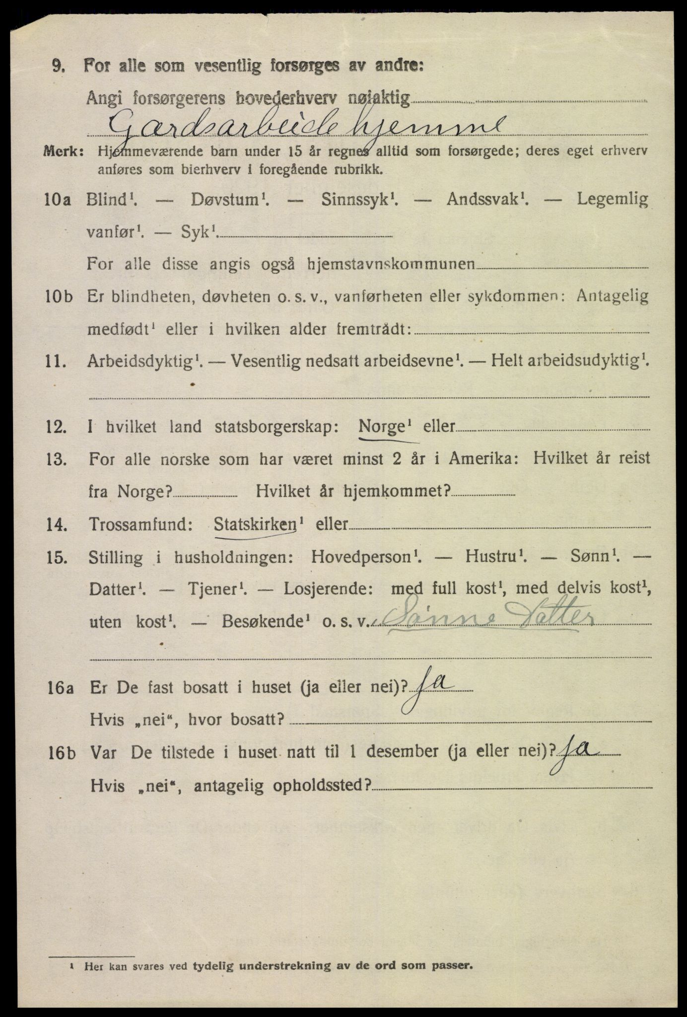 SAK, 1920 census for Spangereid, 1920, p. 1542