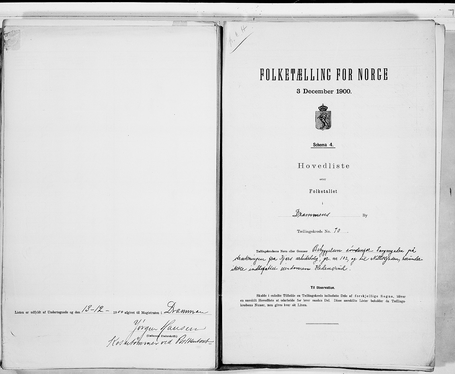 RA, 1900 census for Drammen, 1900, p. 143