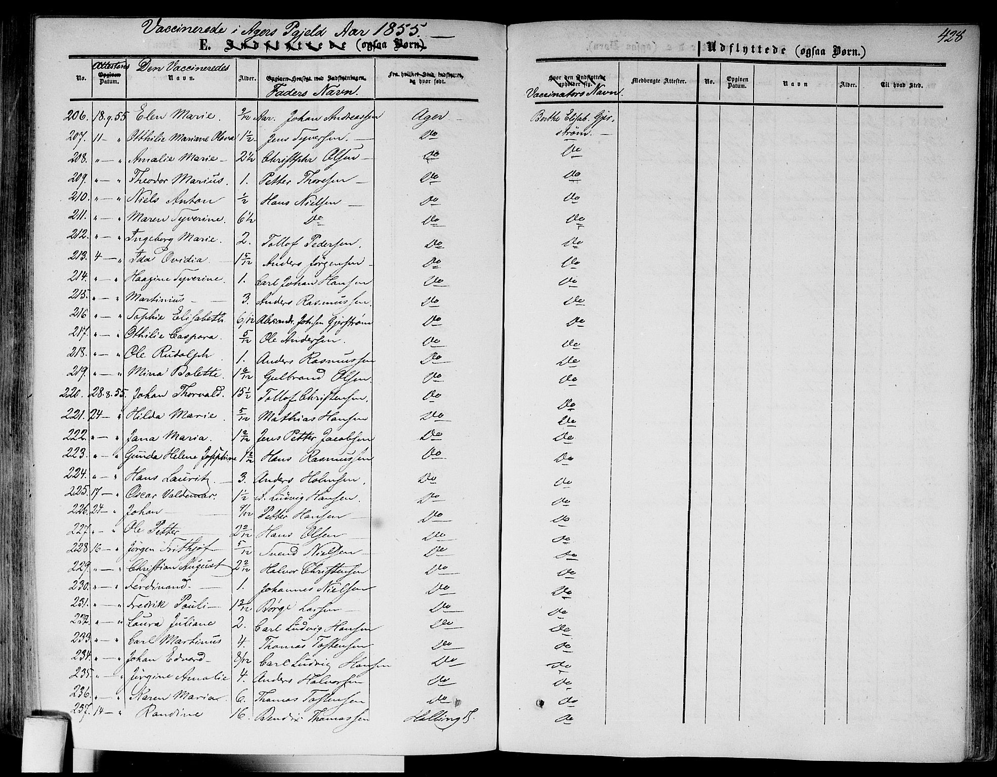 Gamlebyen prestekontor Kirkebøker, AV/SAO-A-10884/F/Fa/L0004: Parish register (official) no. 4, 1850-1857, p. 428