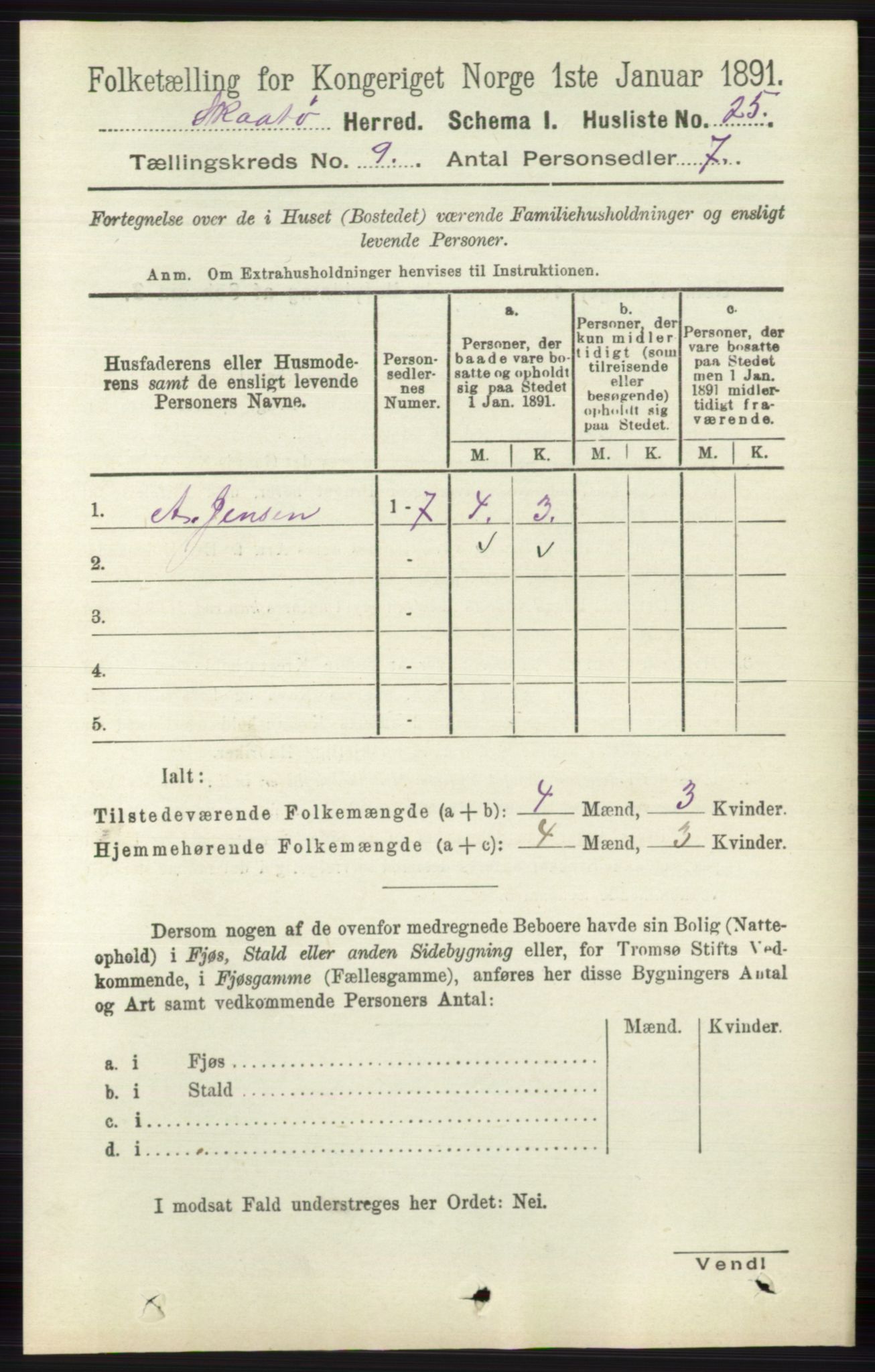 RA, 1891 census for 0815 Skåtøy, 1891, p. 3864